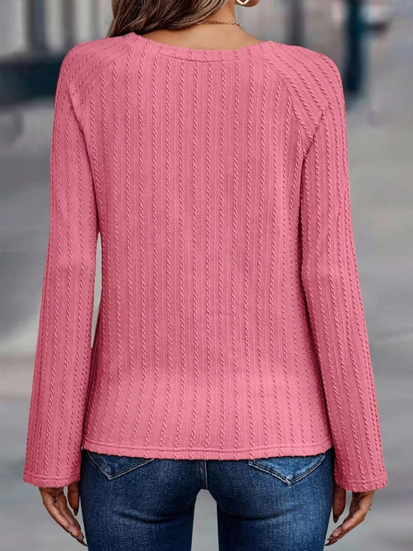 Textured Knit Long Sleeve T-Shirt - Image 6