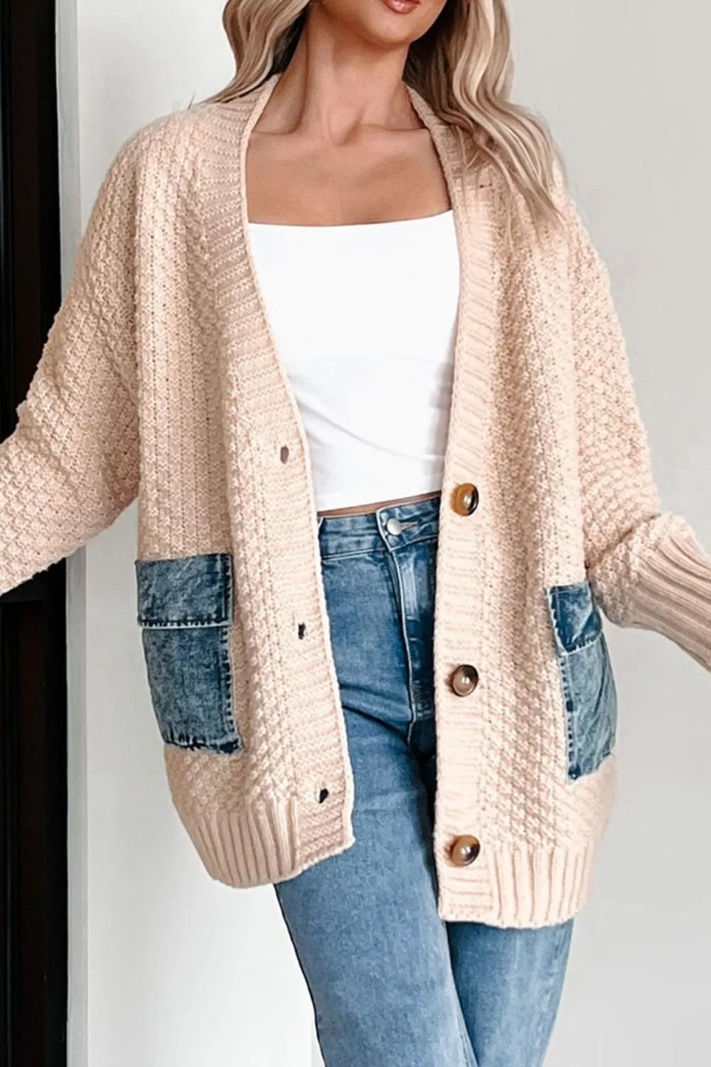 Textured Knit Open-Front Cardigan - Image 4