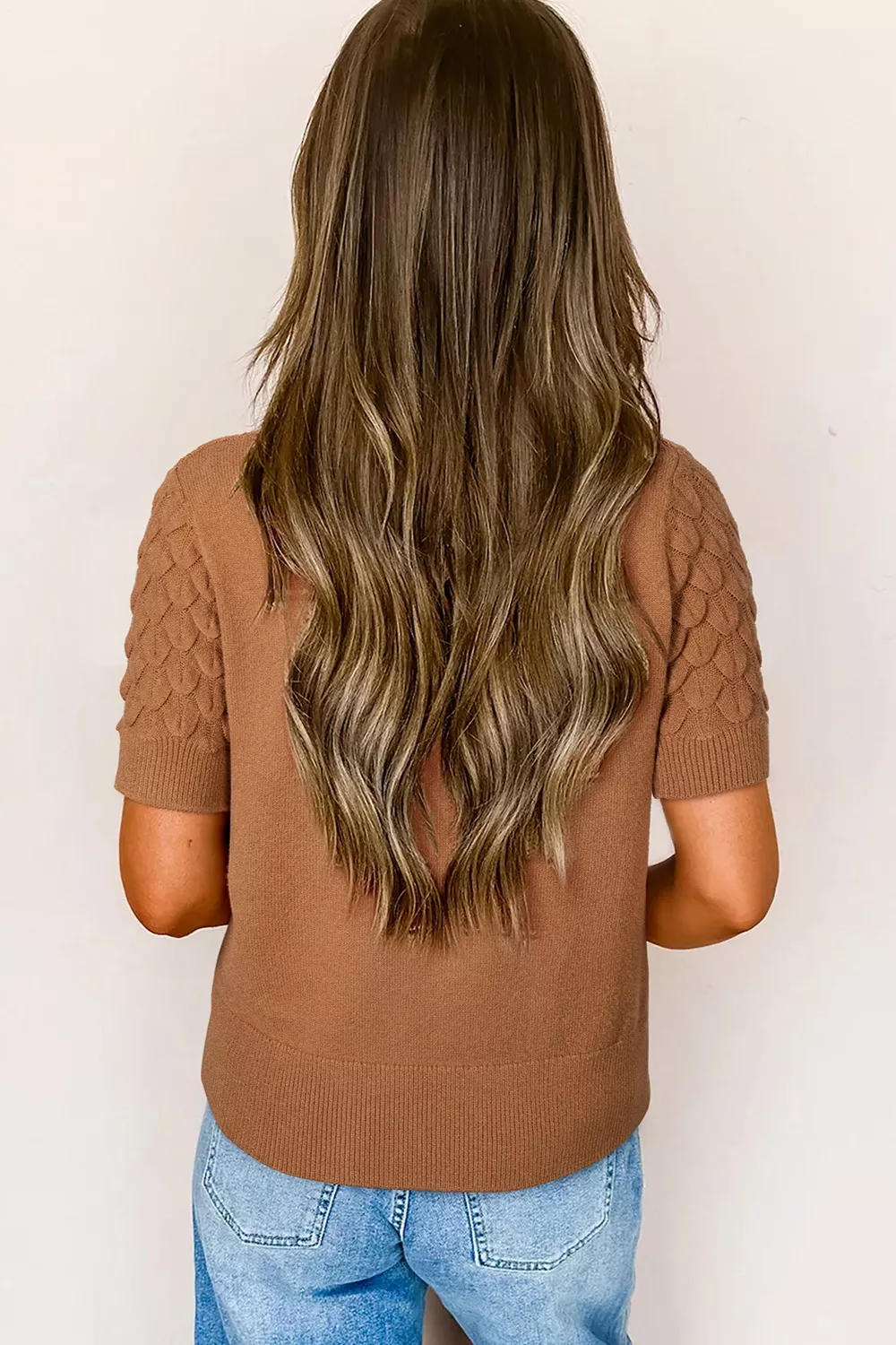 Textured Knit Short Sleeve Pullover - Image 2