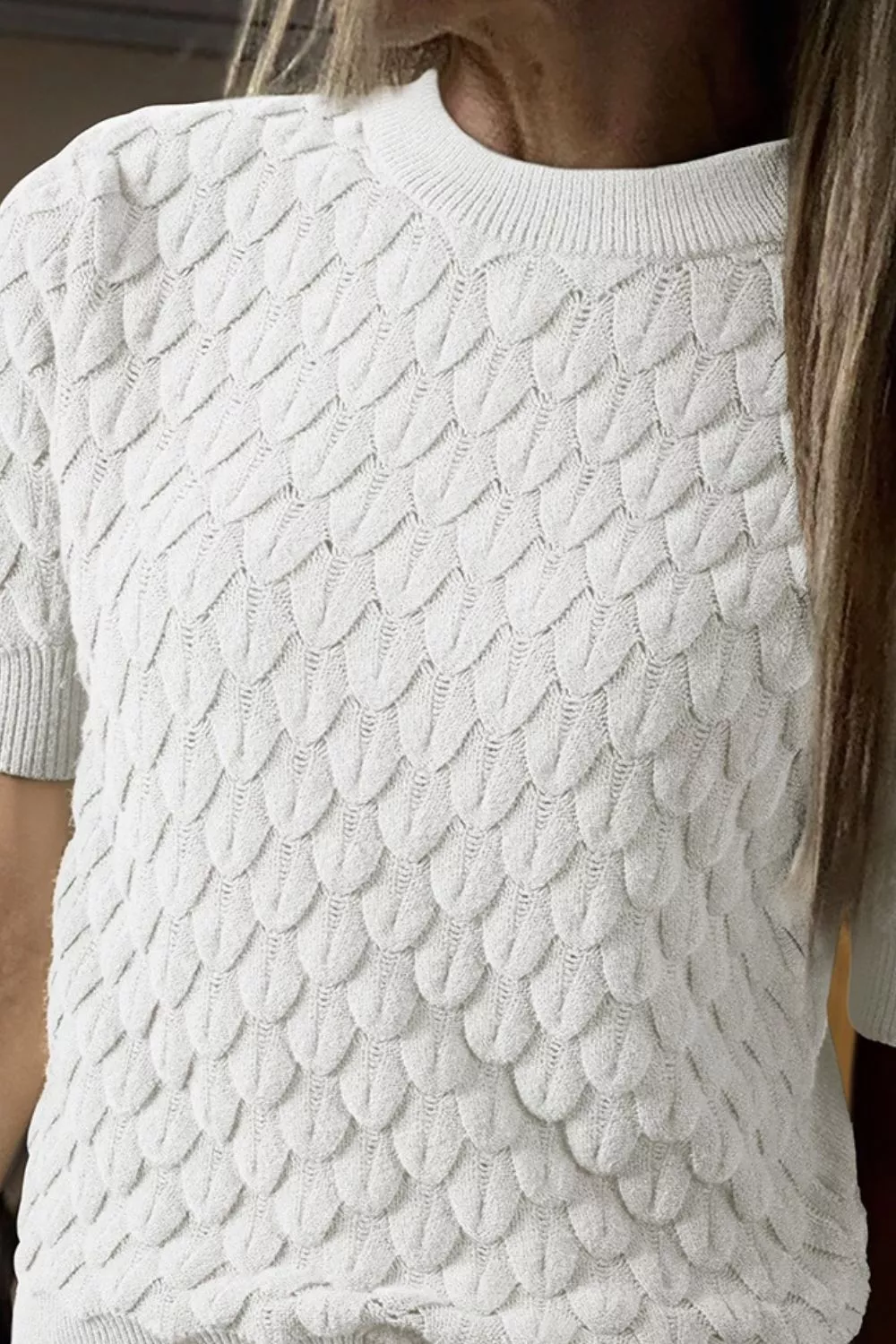 Textured Knit Short Sleeve Pullover - Image 6