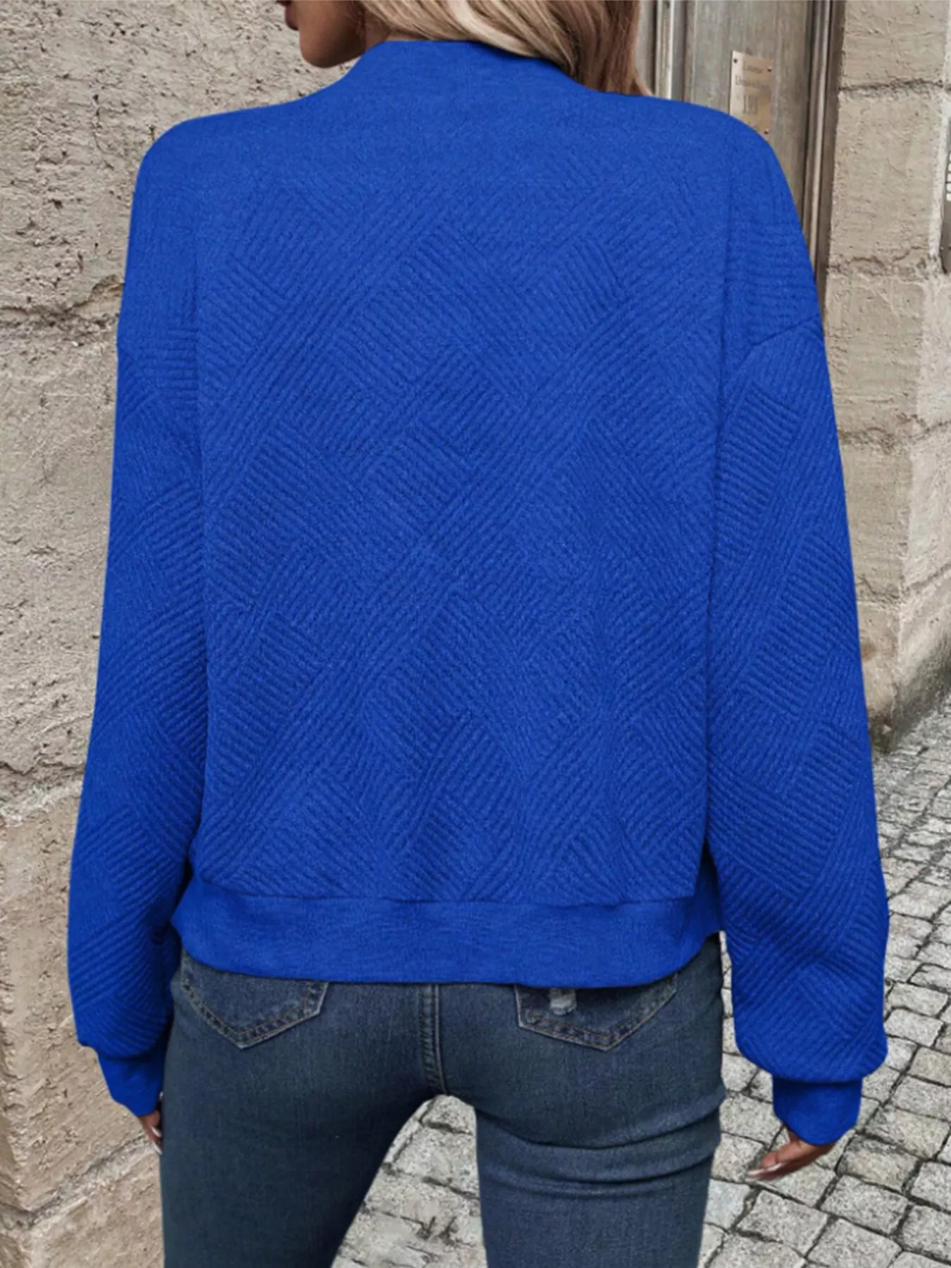 Textured Knit Zip-Up Bomber Jacket - Image 17