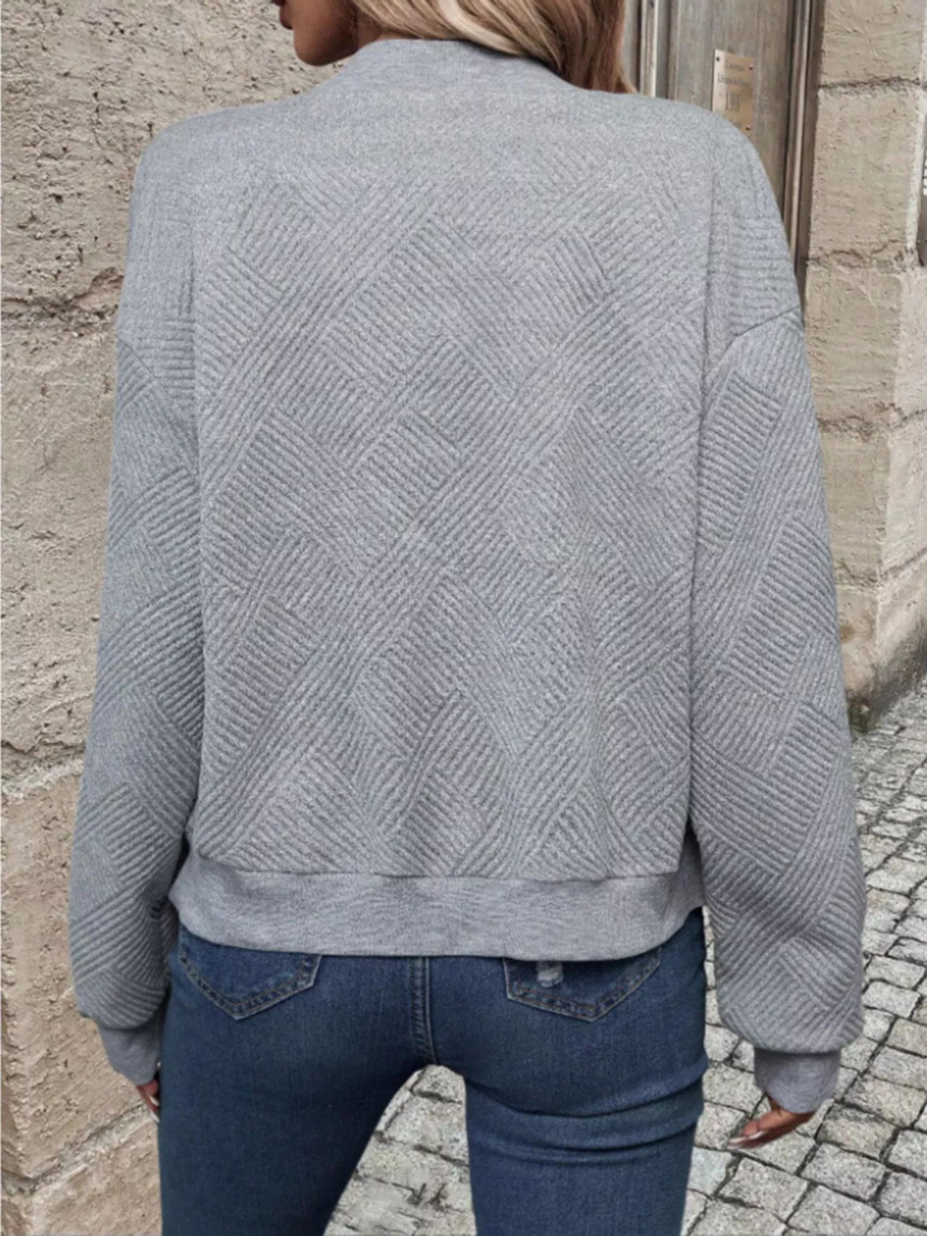 Textured Knit Zip-Up Bomber Jacket - Image 22