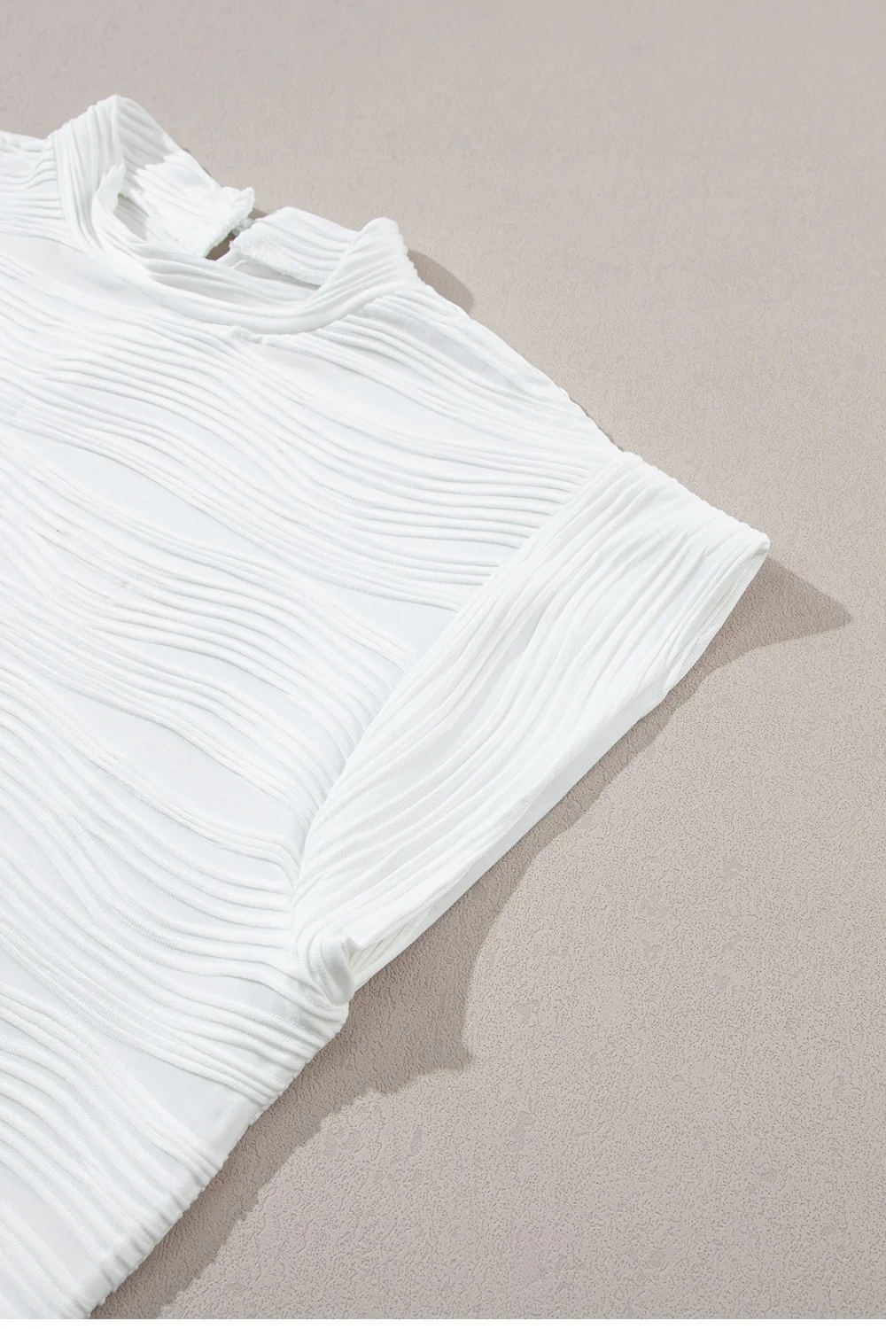 Textured Mock Neck Cap Sleeve Top - Image 10