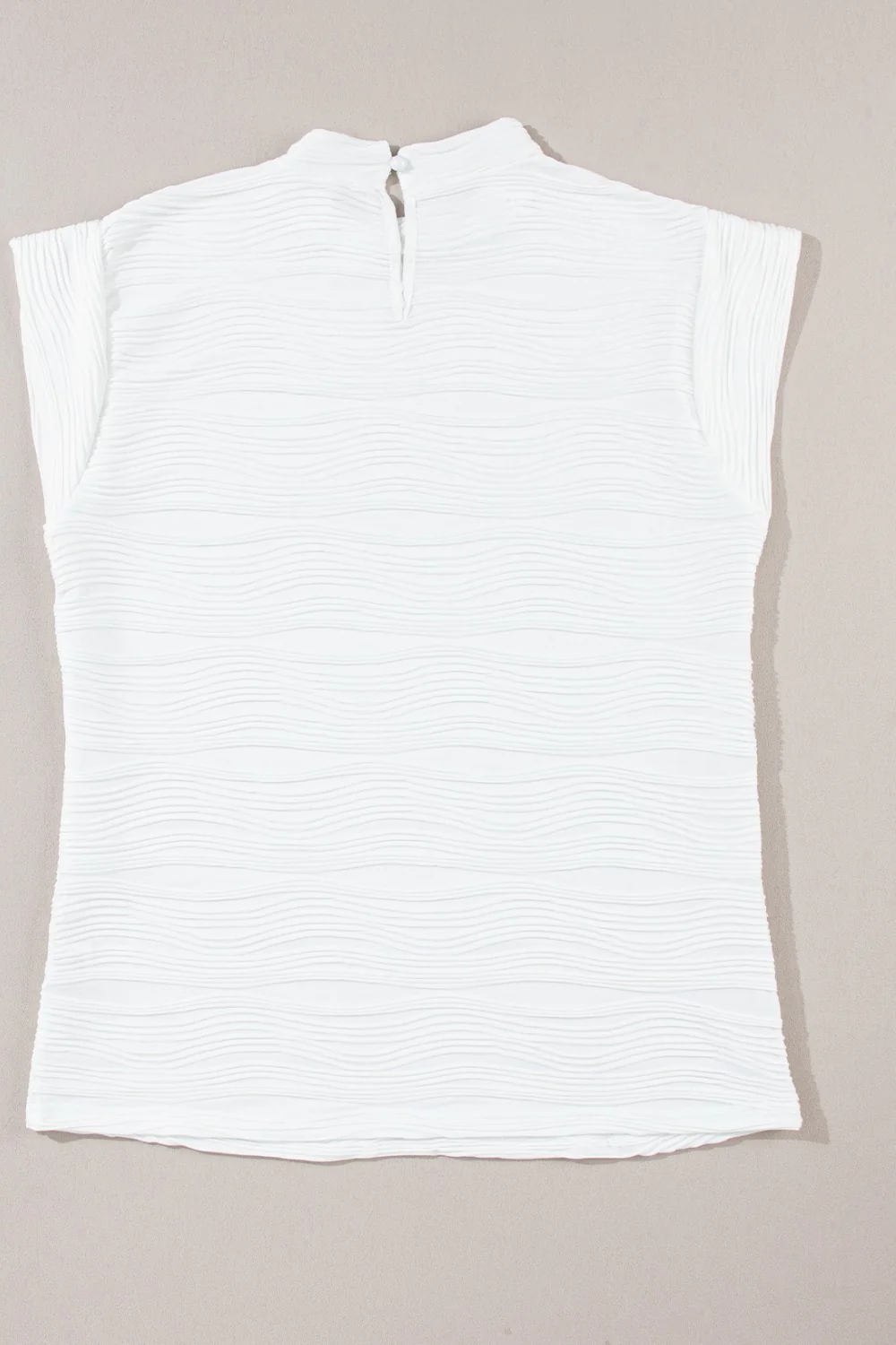 Textured Mock Neck Cap Sleeve Top - Image 6