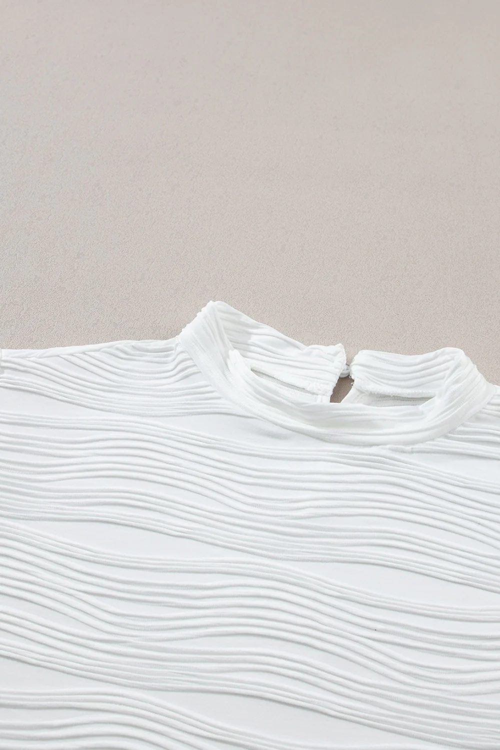 Textured Mock Neck Cap Sleeve Top - Image 8