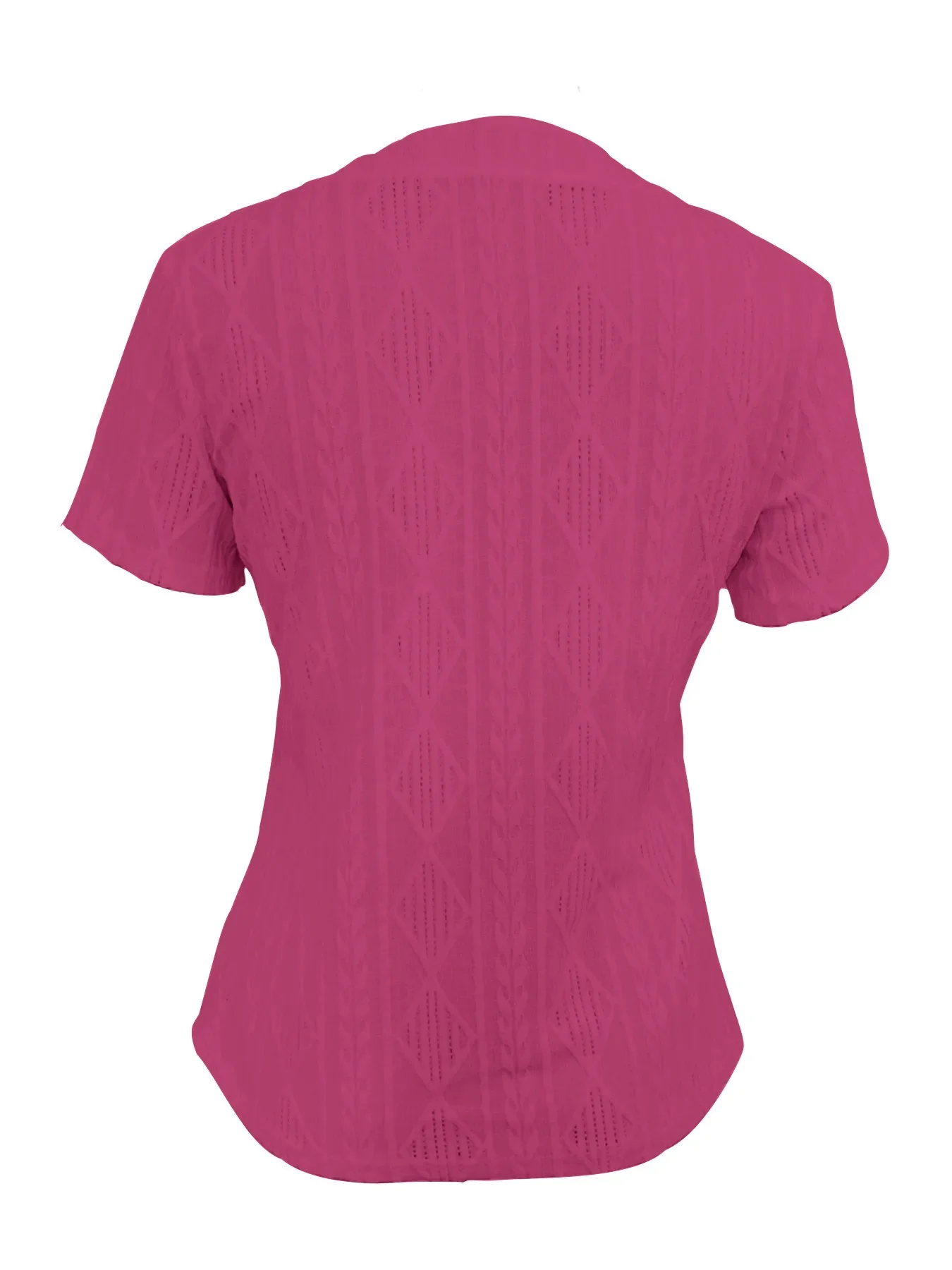 Textured Notched Short Sleeve Blouse - Image 11