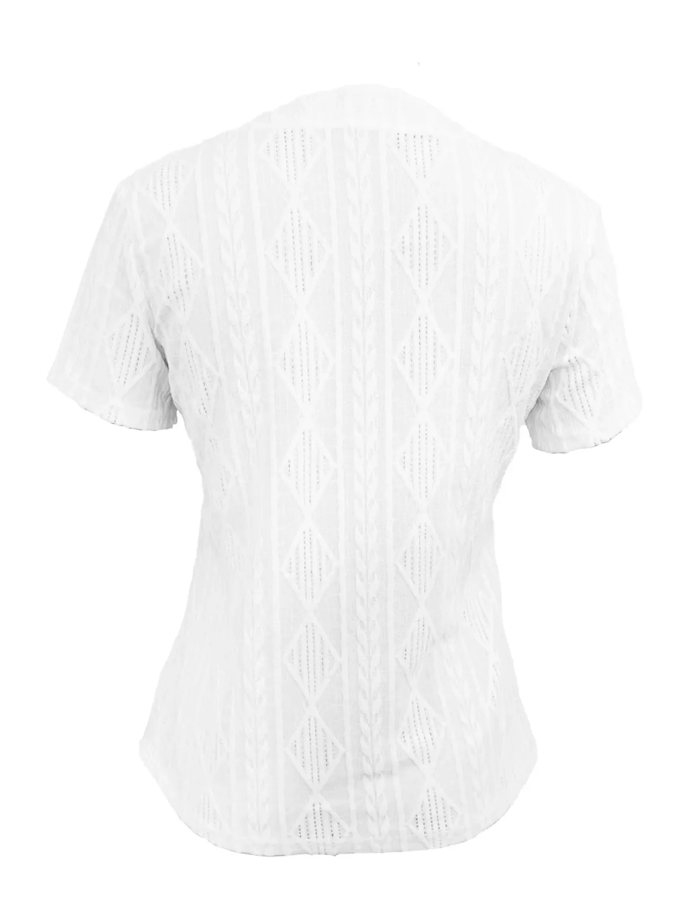 Textured Notched Short Sleeve Blouse - Image 6