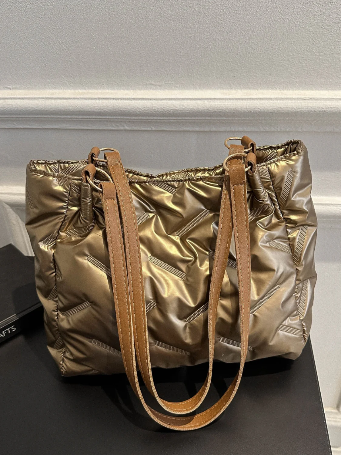 Textured Polyester Shoulder Bag - Image 17