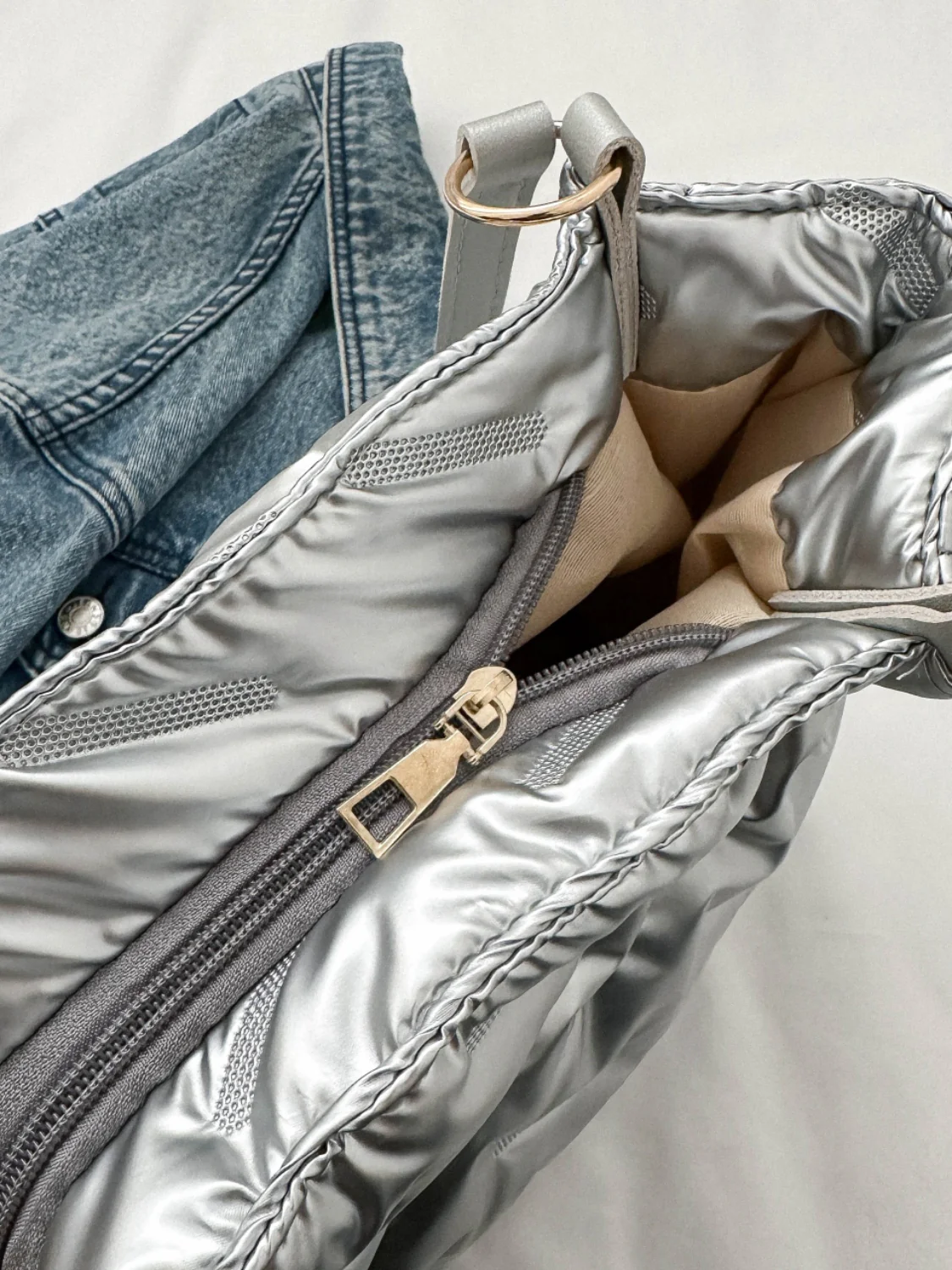 Textured Polyester Shoulder Bag - Image 3