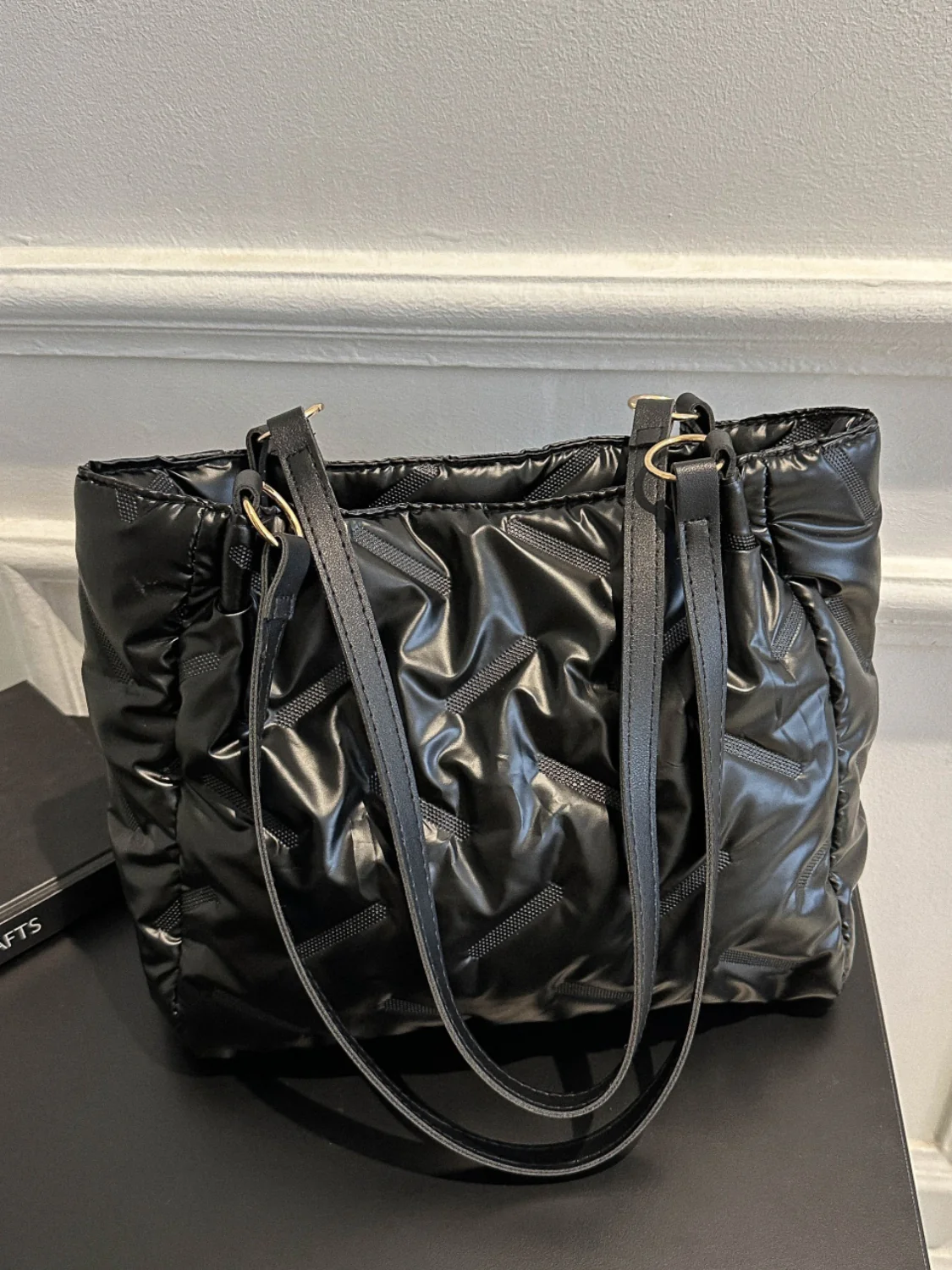 Textured Polyester Shoulder Bag - Image 6