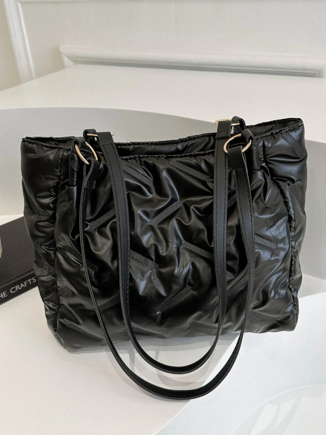 Textured Polyester Shoulder Bag - Image 8