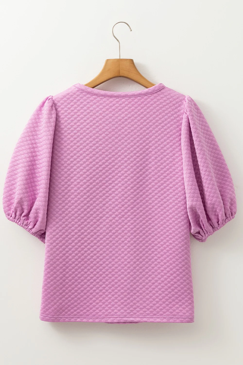 Textured Round Neck Puff Sleeve Blouse - Image 14