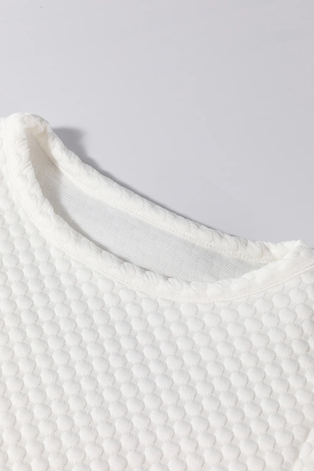 Textured Round Neck Puff Sleeve Blouse - Image 6