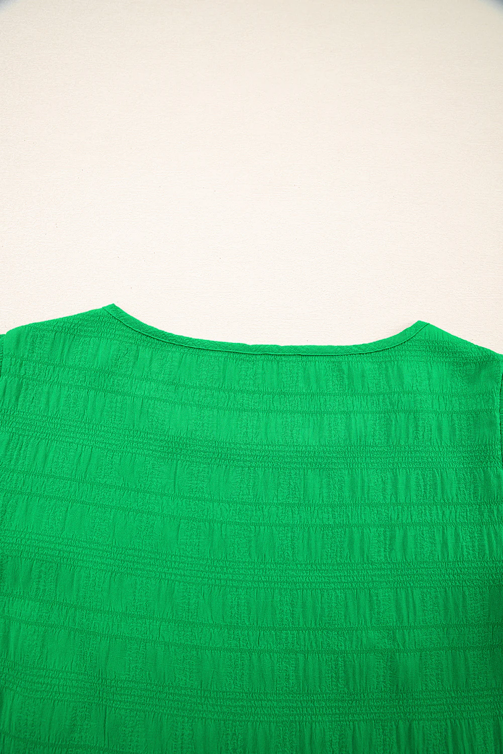 Textured Ruffled Sleeve Round Neck Top - Image 10