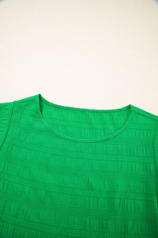 Textured Ruffled Sleeve Round Neck Top - Image 7