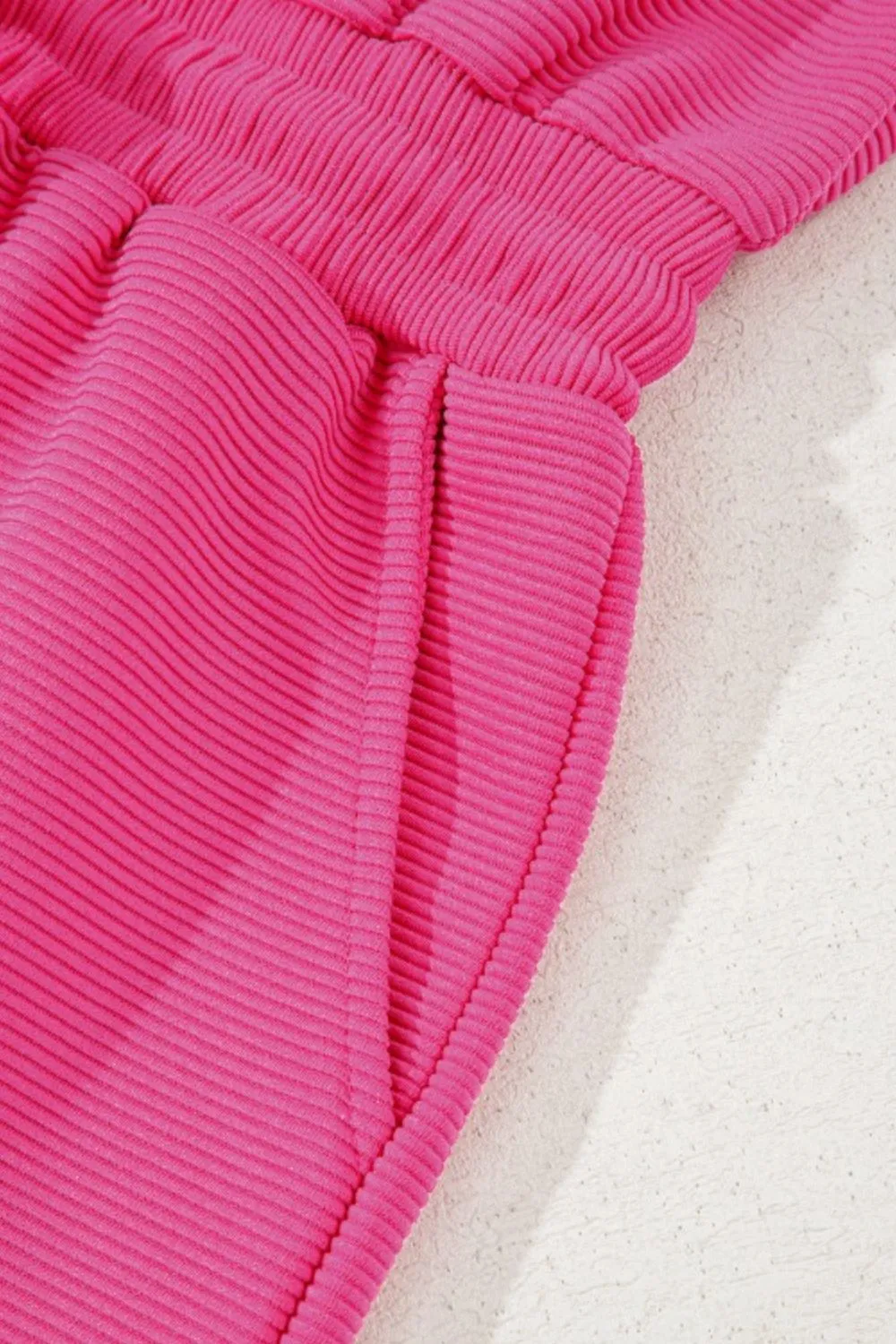 Textured Short Sleeve Half Zip Drawstring Waist Romper - Image 11