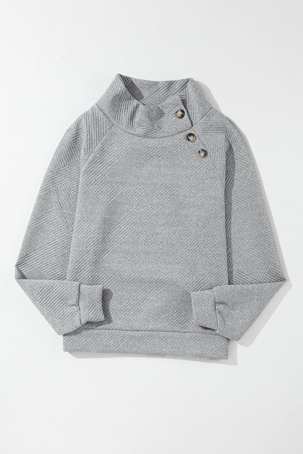 Textured Turtleneck Long Sleeve Sweatshirt - Image 12