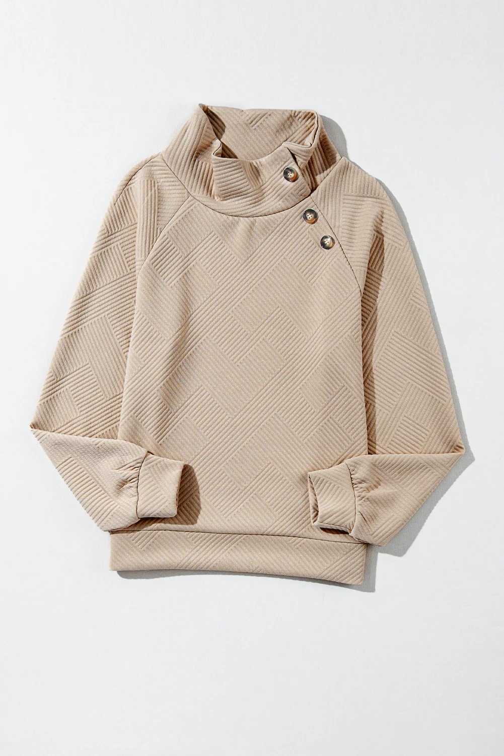 Textured Turtleneck Long Sleeve Sweatshirt - Image 4