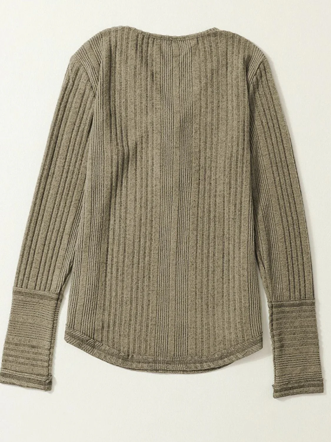 Textured V-Neck Long Sleeve T-Shirt - Image 7