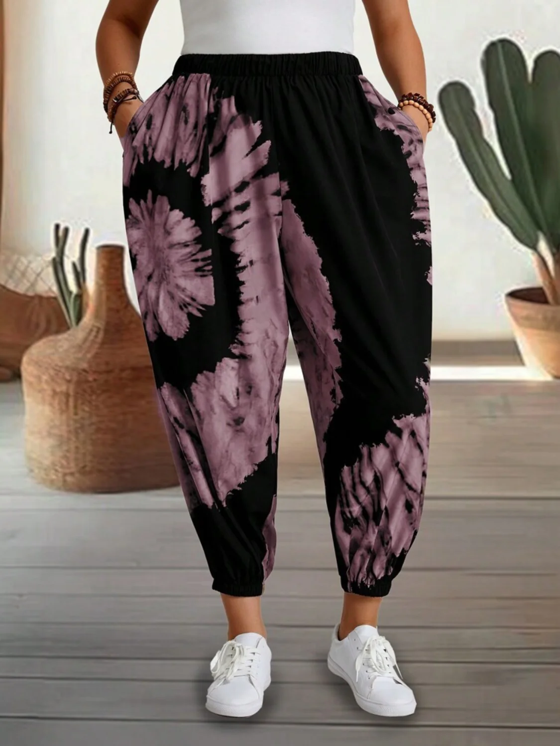 Tie-Dye Elastic Waist Pants - Image 3