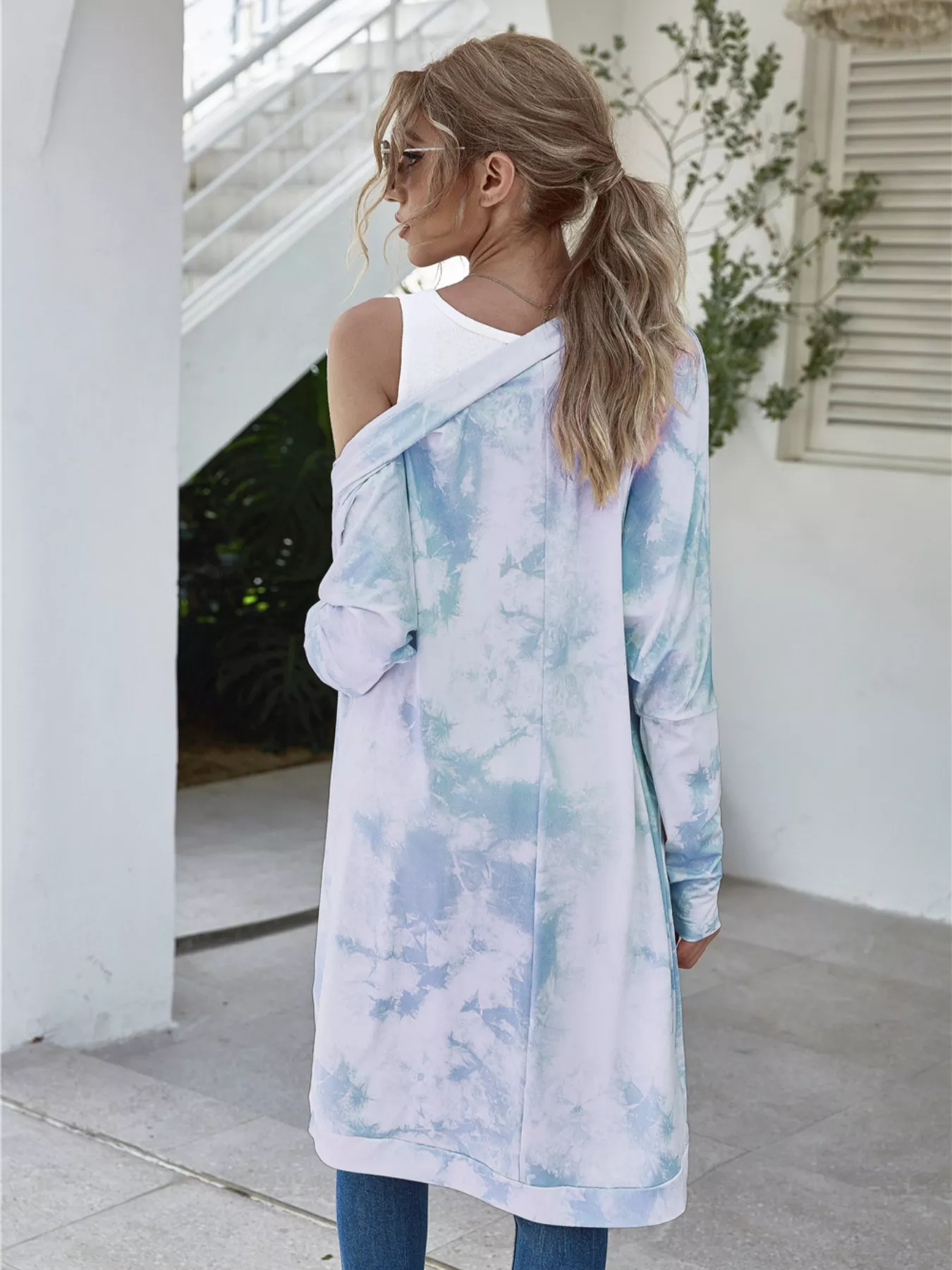 Tie-Dye Oversized Open Front Cardigan - Image 2