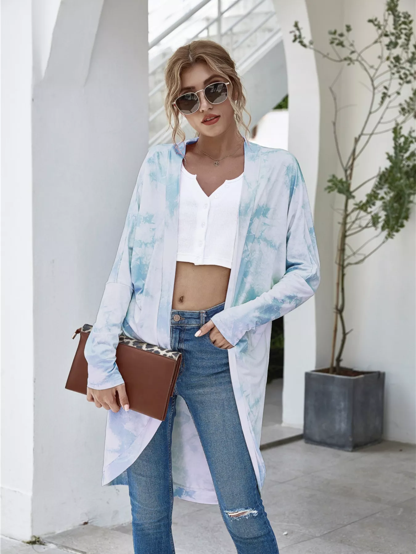 Tie-Dye Oversized Open Front Cardigan - Image 3