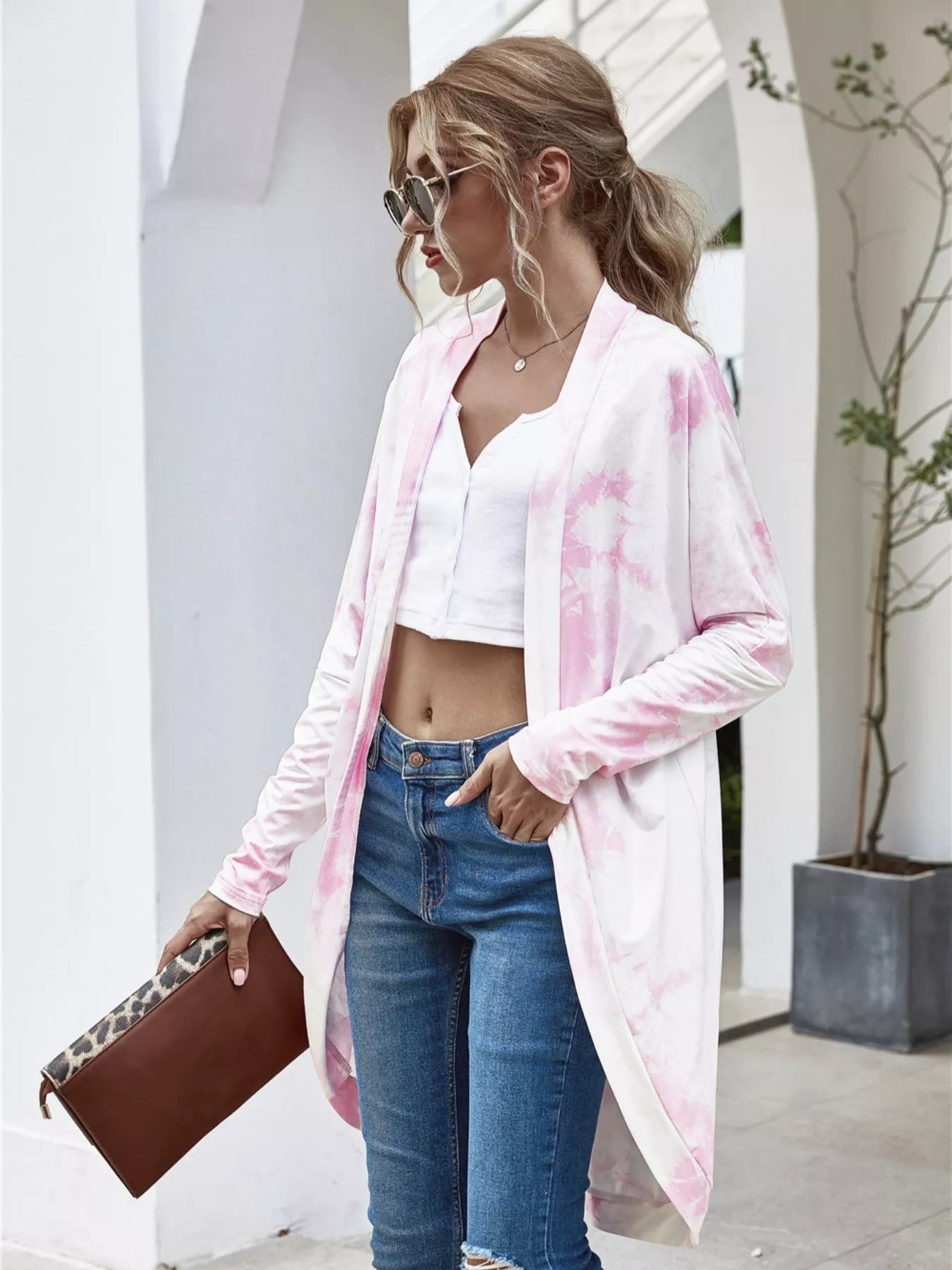Tie-Dye Oversized Open Front Cardigan - Image 7