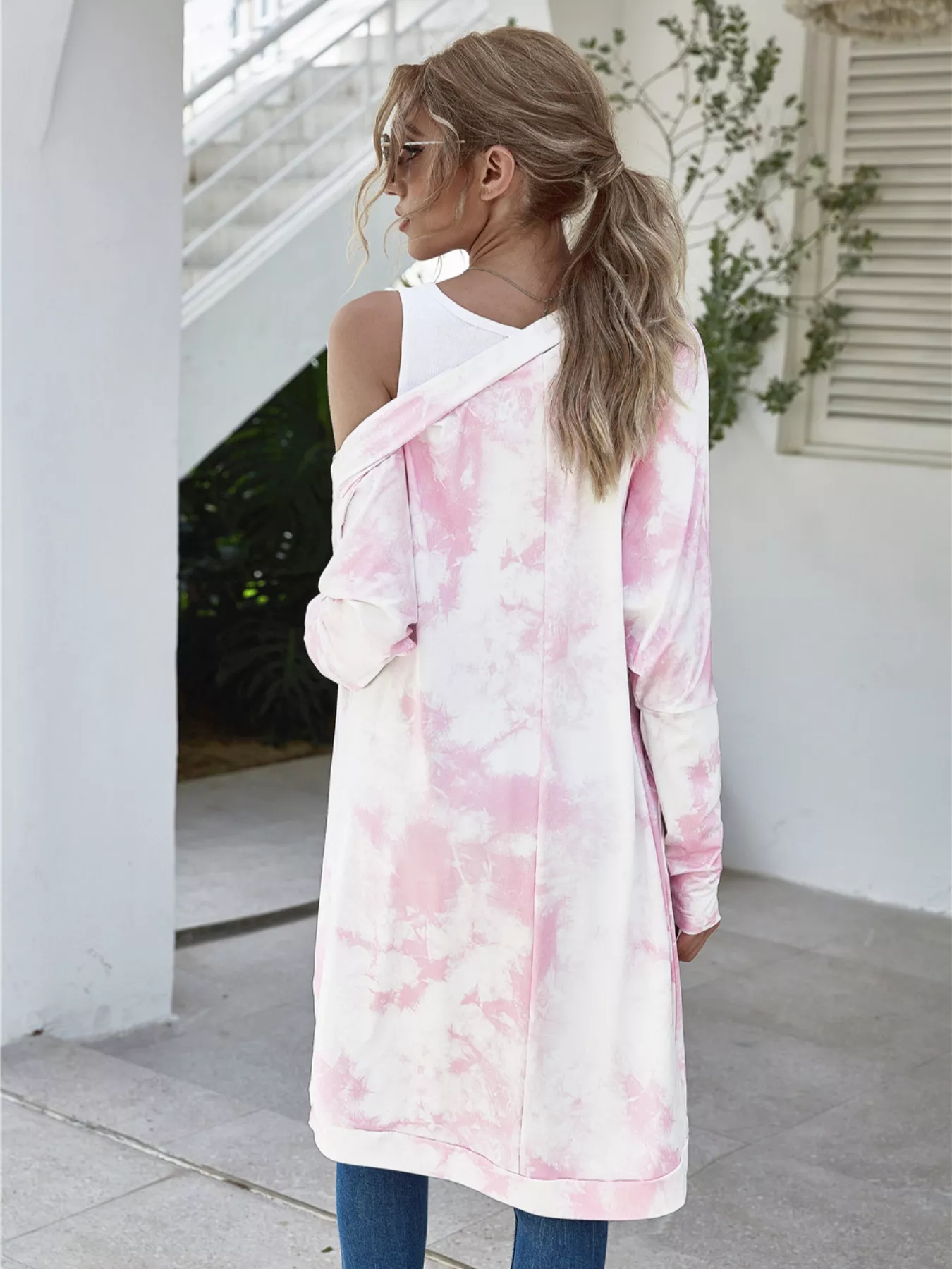 Tie-Dye Oversized Open Front Cardigan - Image 8