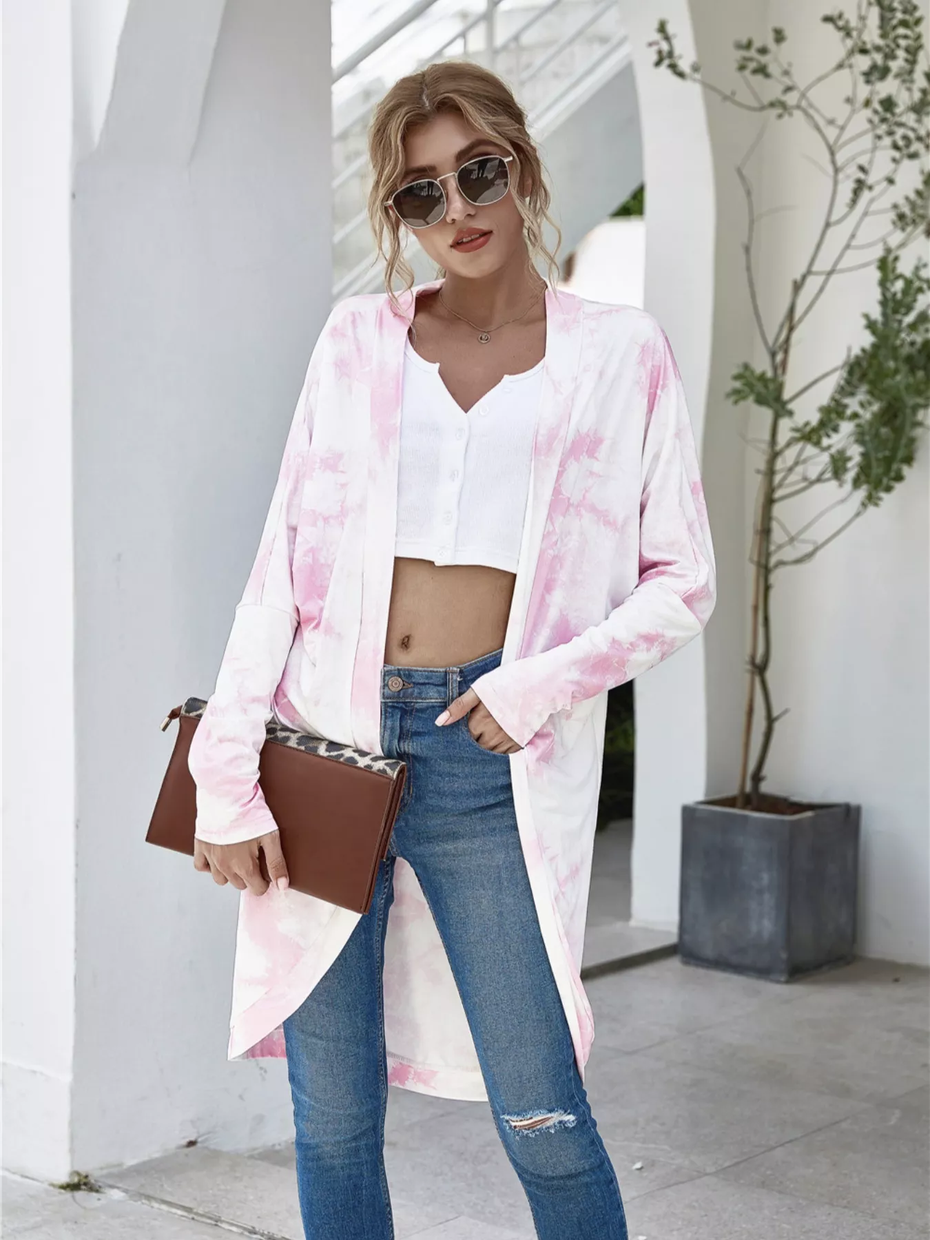 Tie-Dye Oversized Open Front Cardigan - Image 9