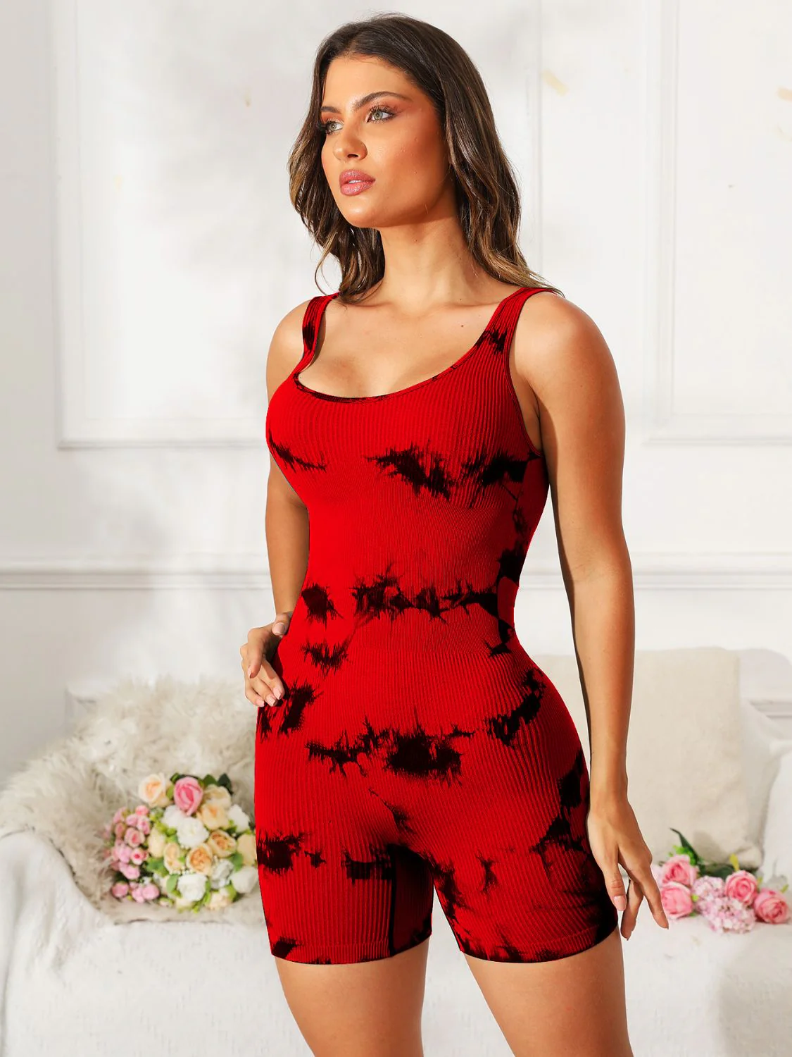 Tie-Dye Wide Strap Active Romper - Image 22