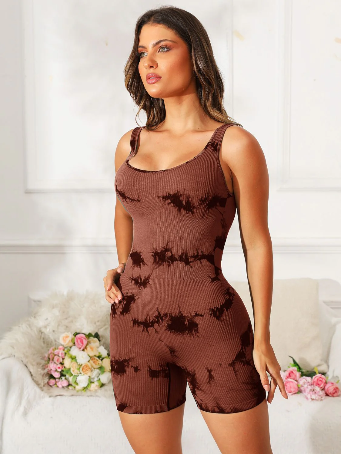 Tie-Dye Wide Strap Active Romper - Image 8