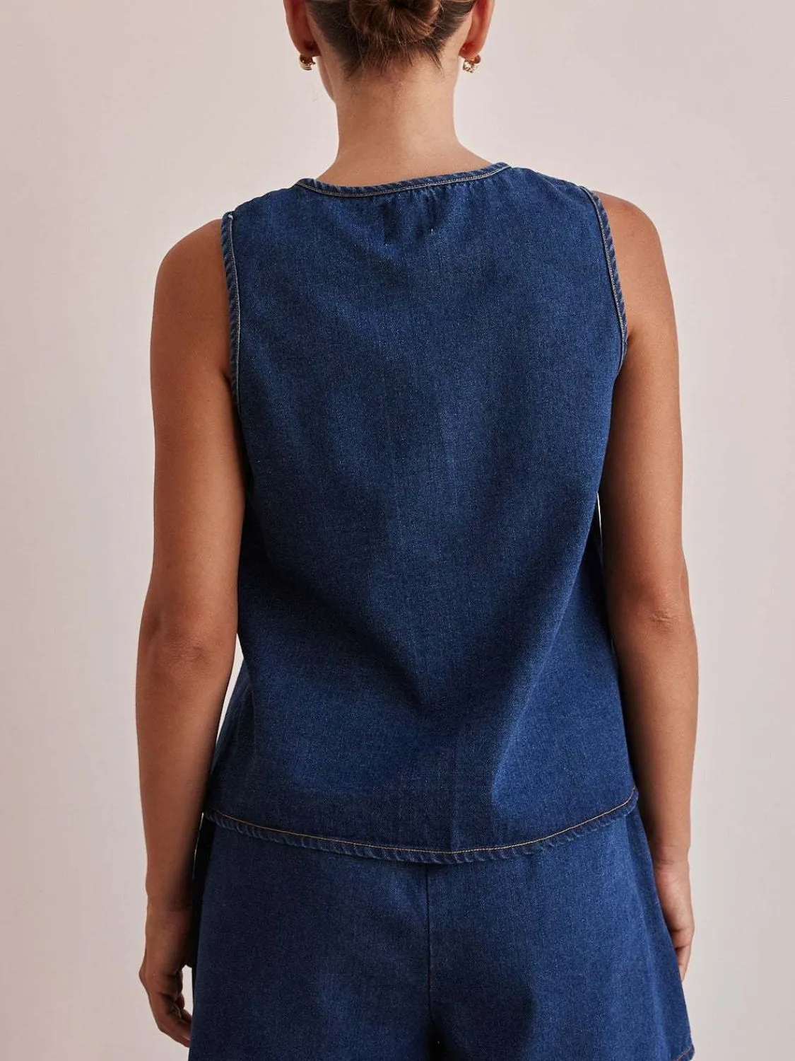 Tie Front Denim Vest - Image 5