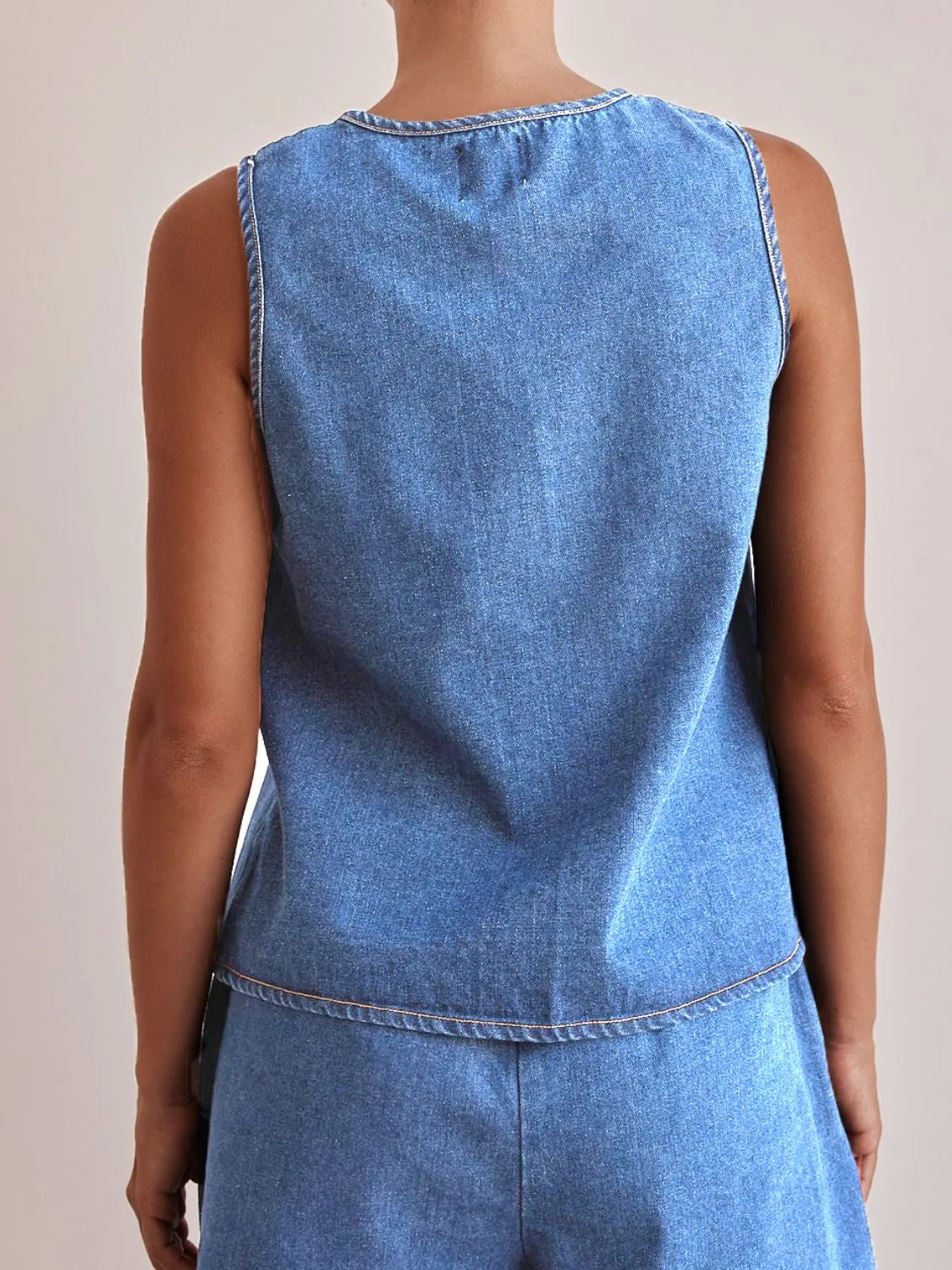 Tie Front Denim Vest - Image 7
