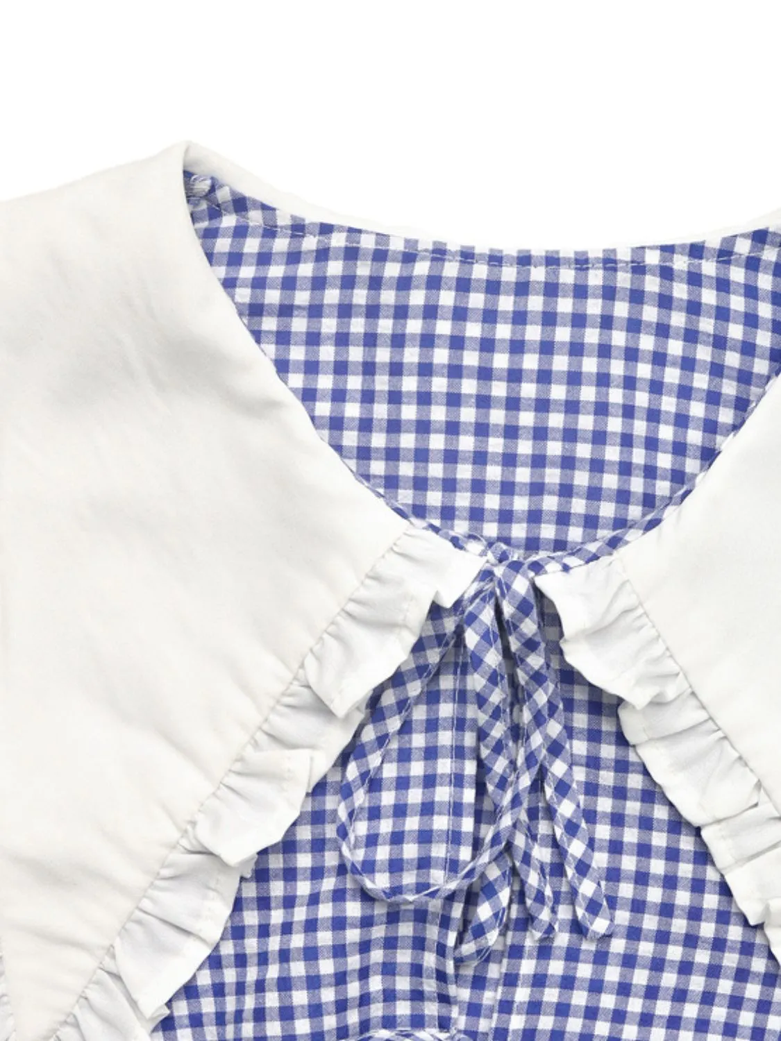 Tie Front Plaid Flounce Sleeve Blouse - Image 7