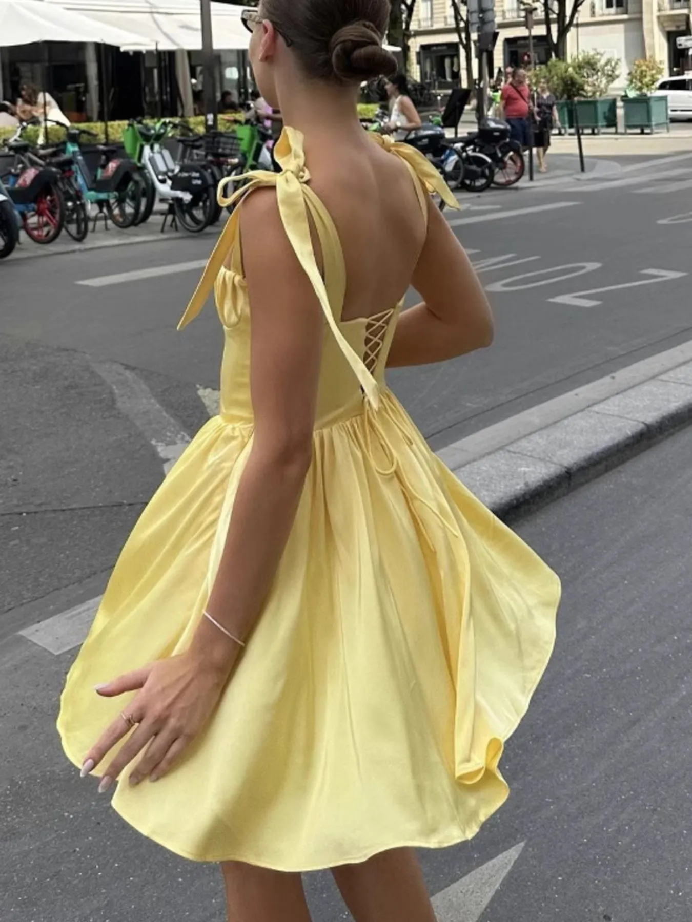 Tie-Shoulder Square Neck Mini Dress - Image 4