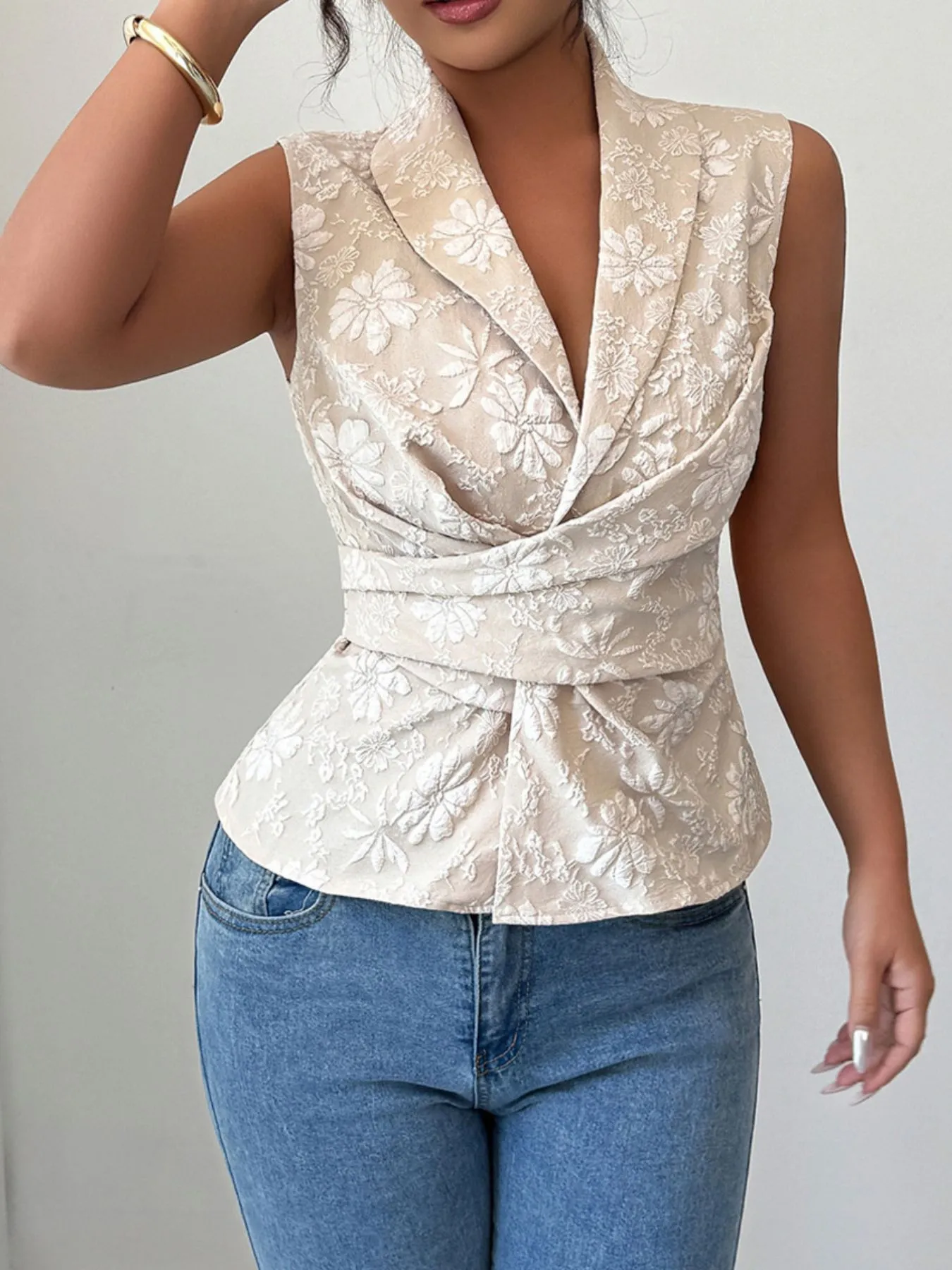 Tie Waist Wrap Tank Top - Image 2
