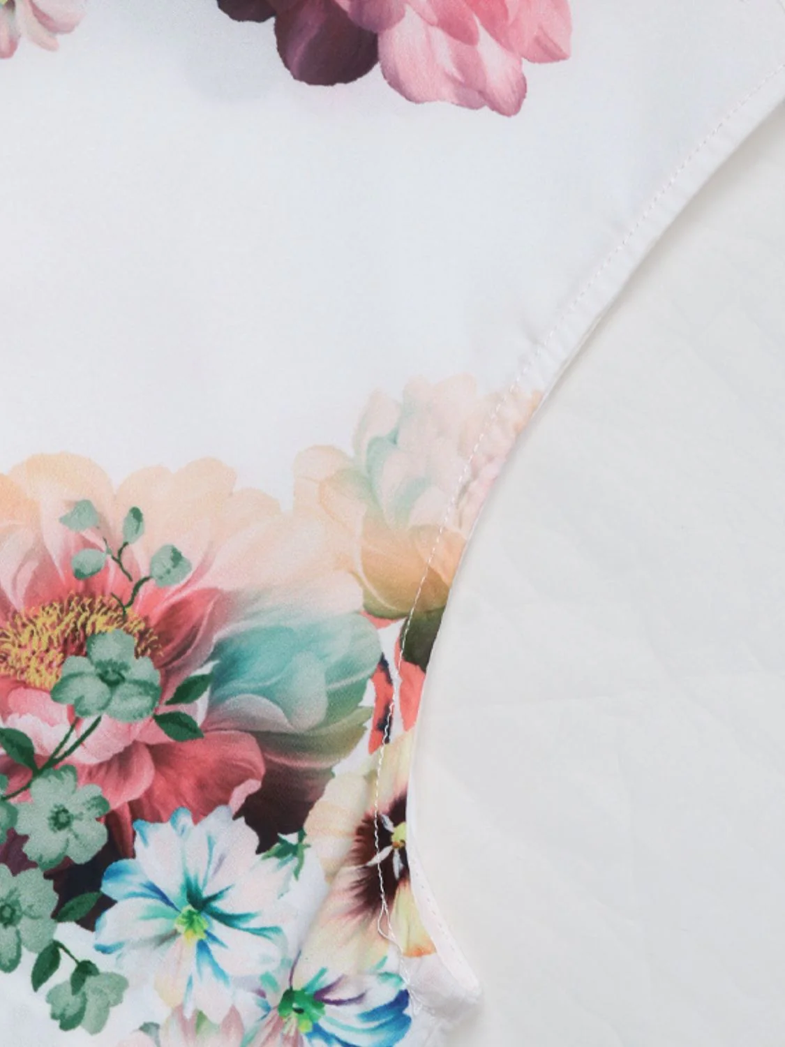 Tied Flower Printed Mock Neck Top - Image 7