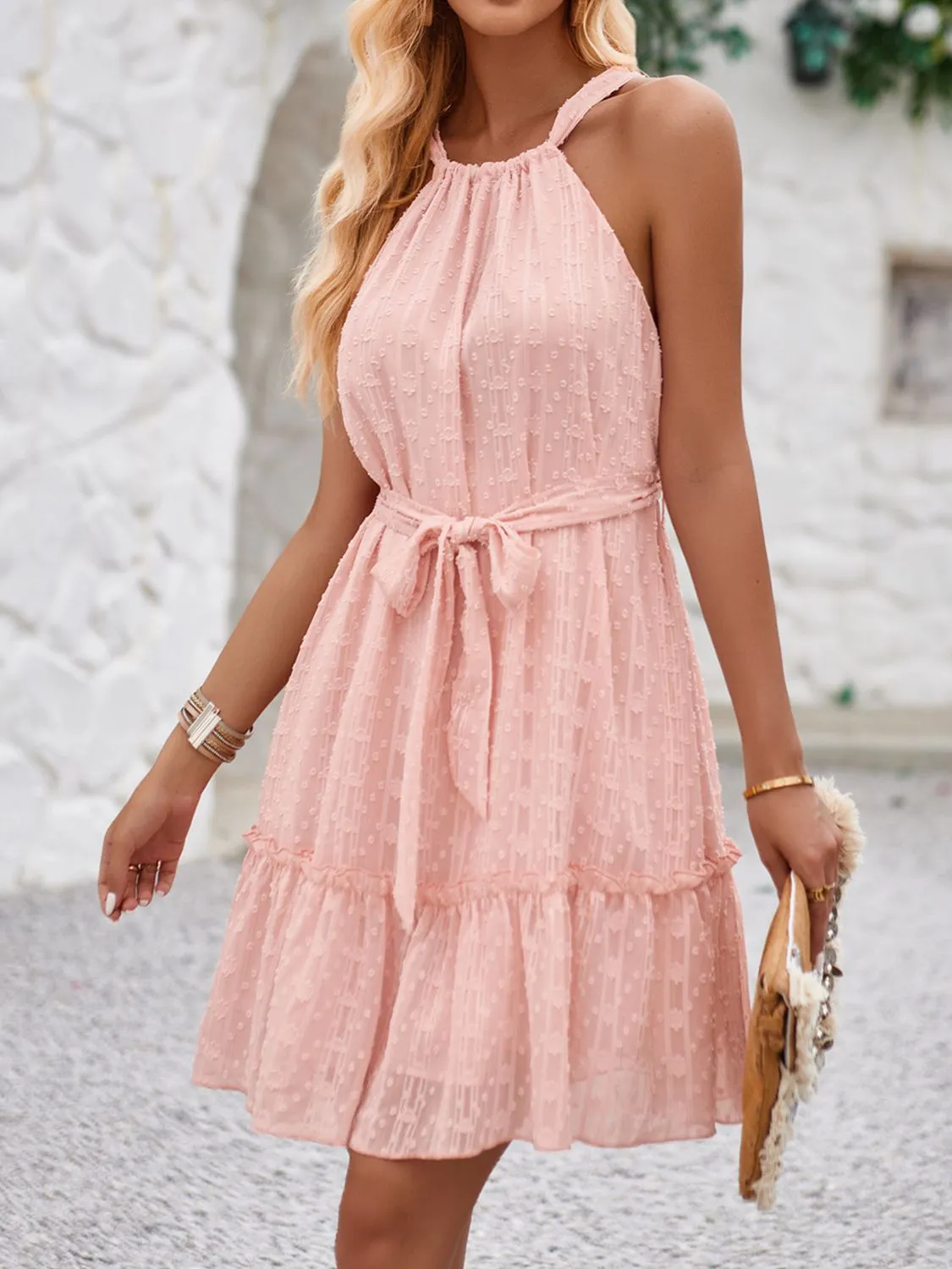 Tied Frill Sleeveless Mini Cami Dress - Image 7