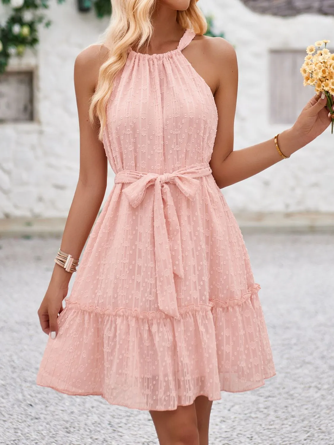 Tied Frill Sleeveless Mini Cami Dress - Image 8