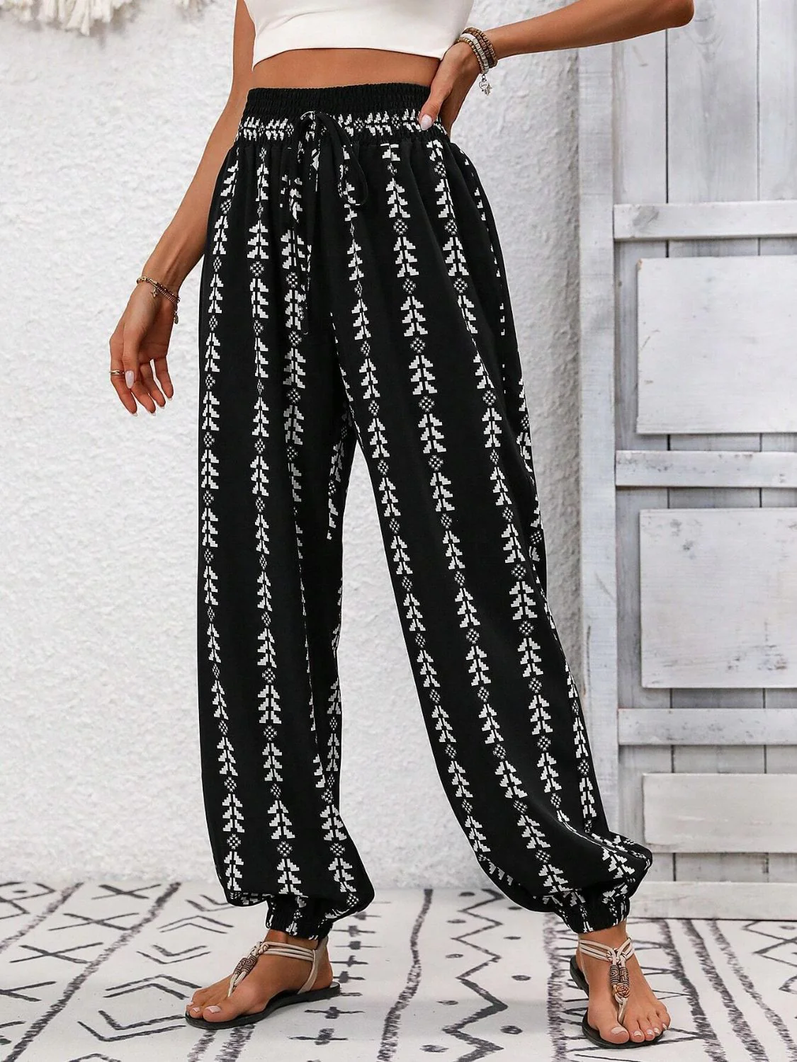 Tied Printed High Waist Pants - Image 10