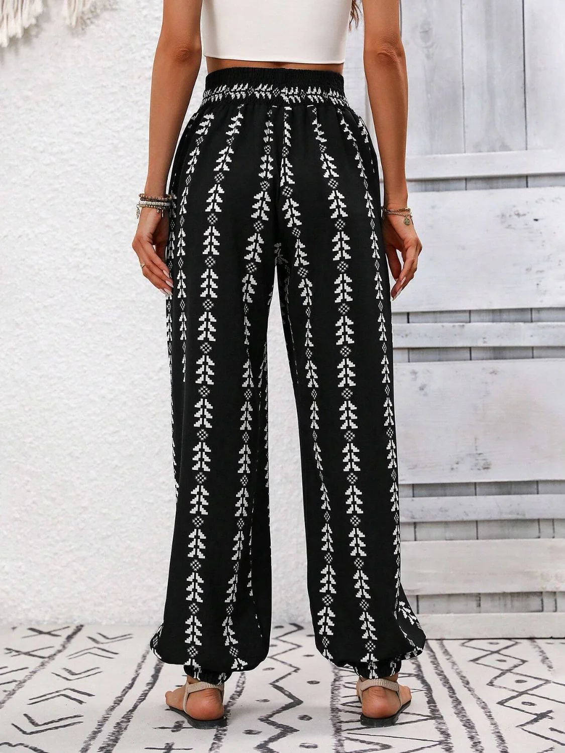 Tied Printed High Waist Pants - Image 11
