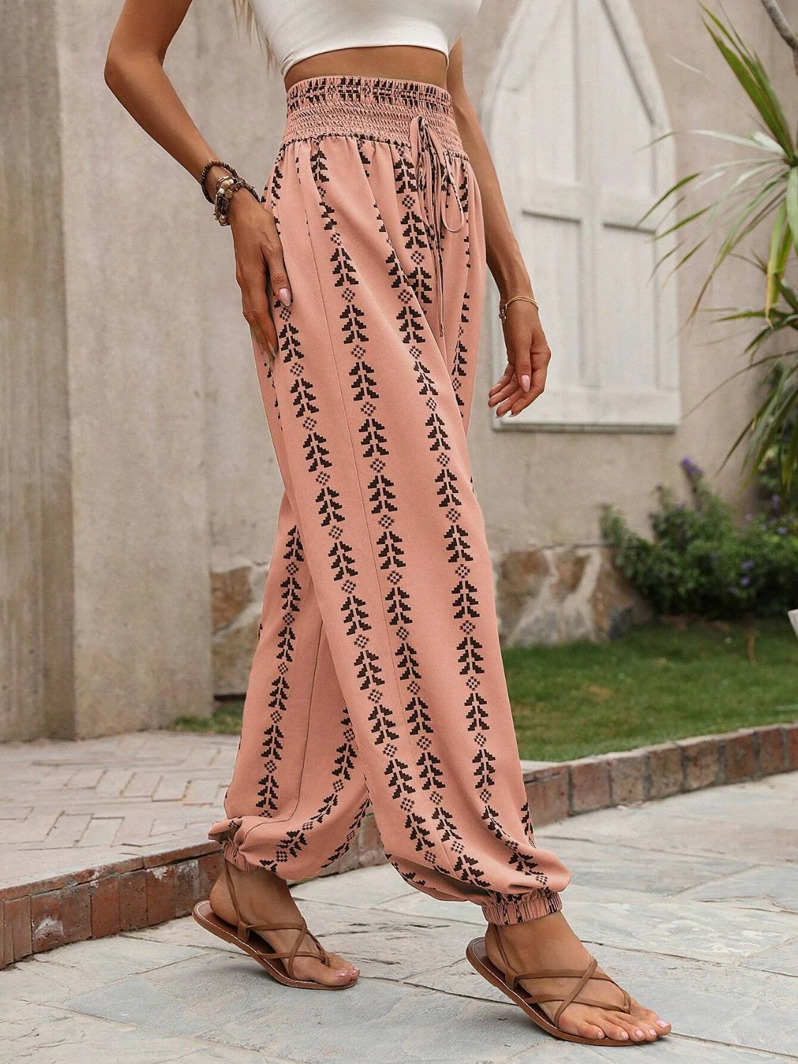 Tied Printed High Waist Pants - Image 16