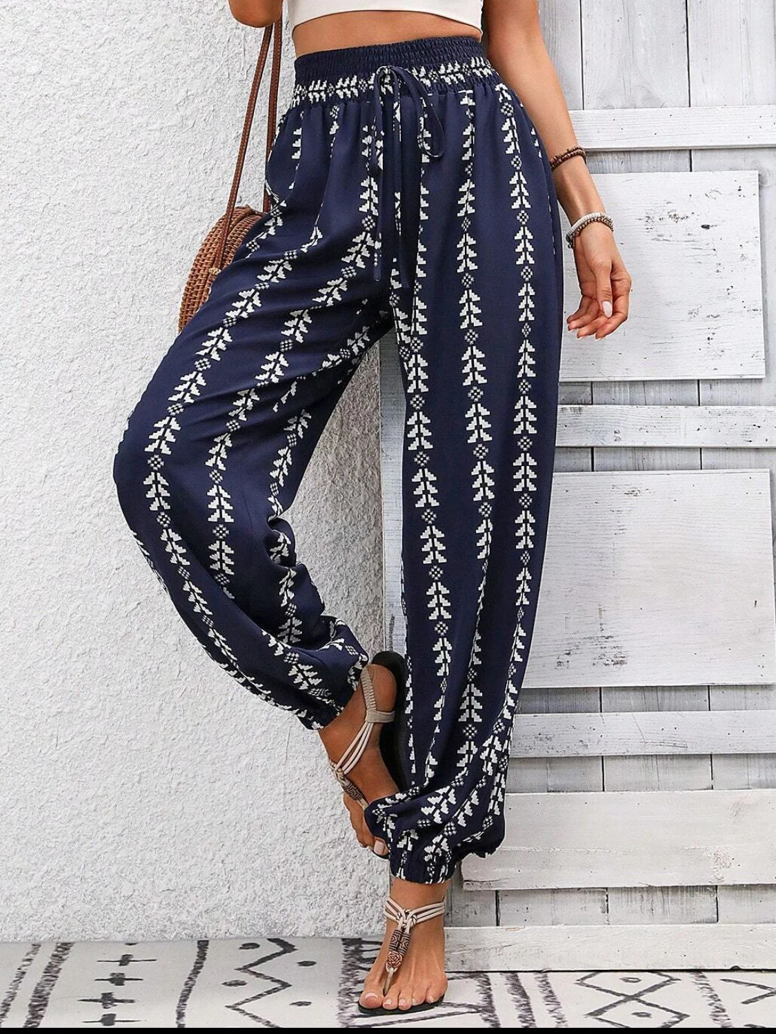 Tied Printed High Waist Pants - Image 3