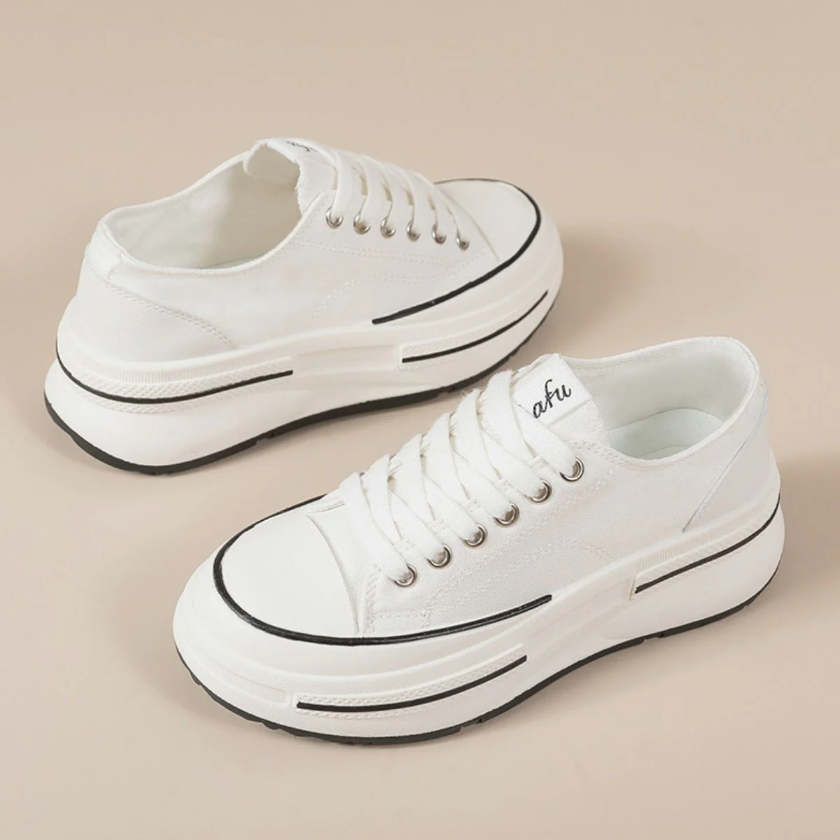 Tied Round Toe Platform Sneakers - Image 4