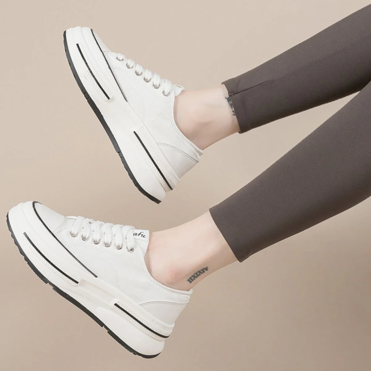 Tied Round Toe Platform Sneakers - Image 5