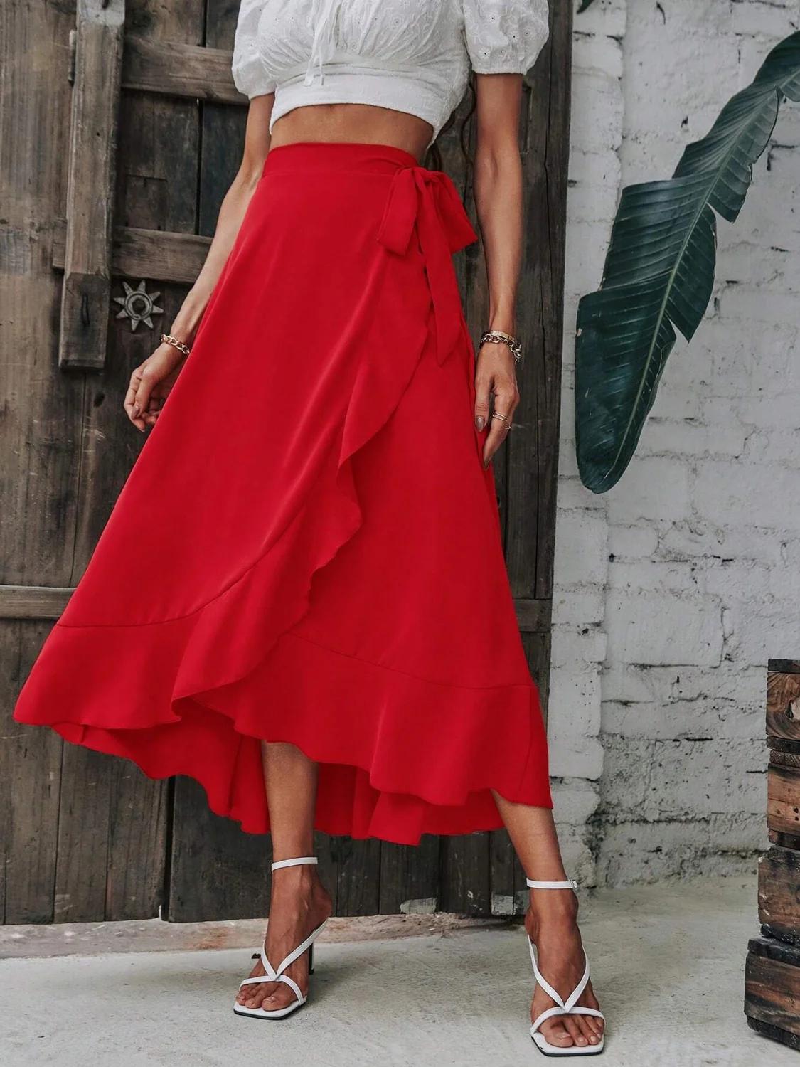 Tied Ruffled Midi Skirt - Image 2