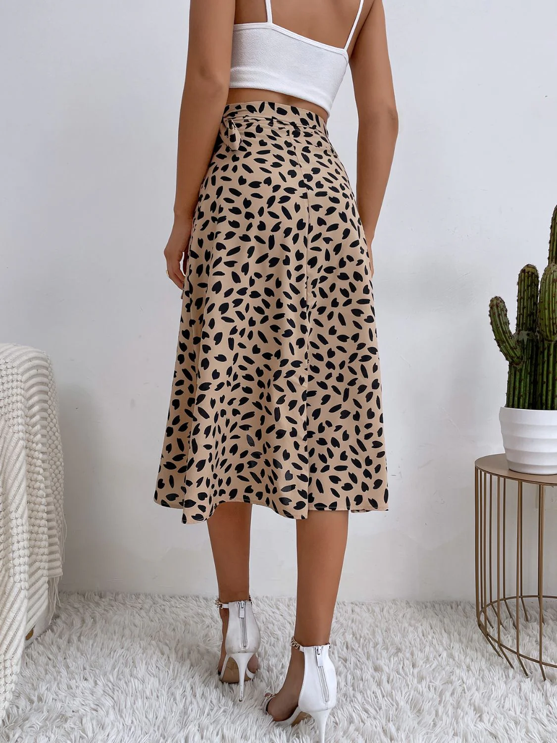 Tied Slit Printed Skirt - Image 3