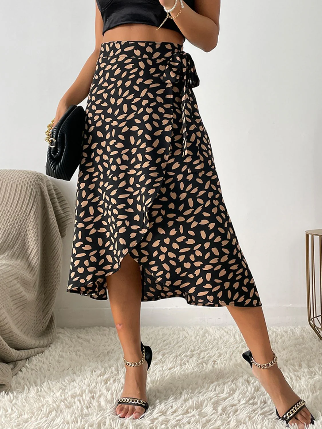 Tied Slit Printed Skirt - Image 8