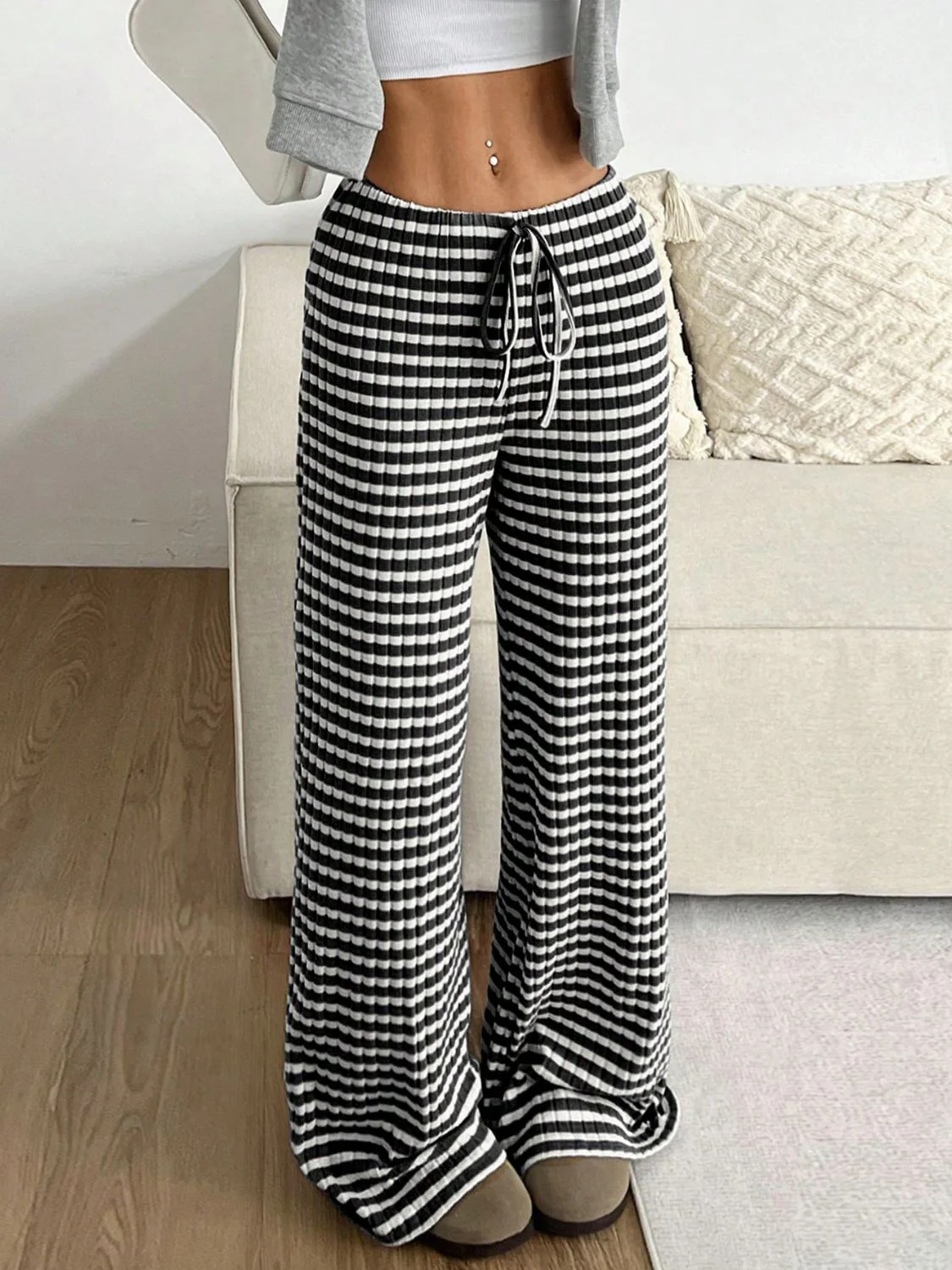 Tied Striped Wide Leg Pants - Image 12