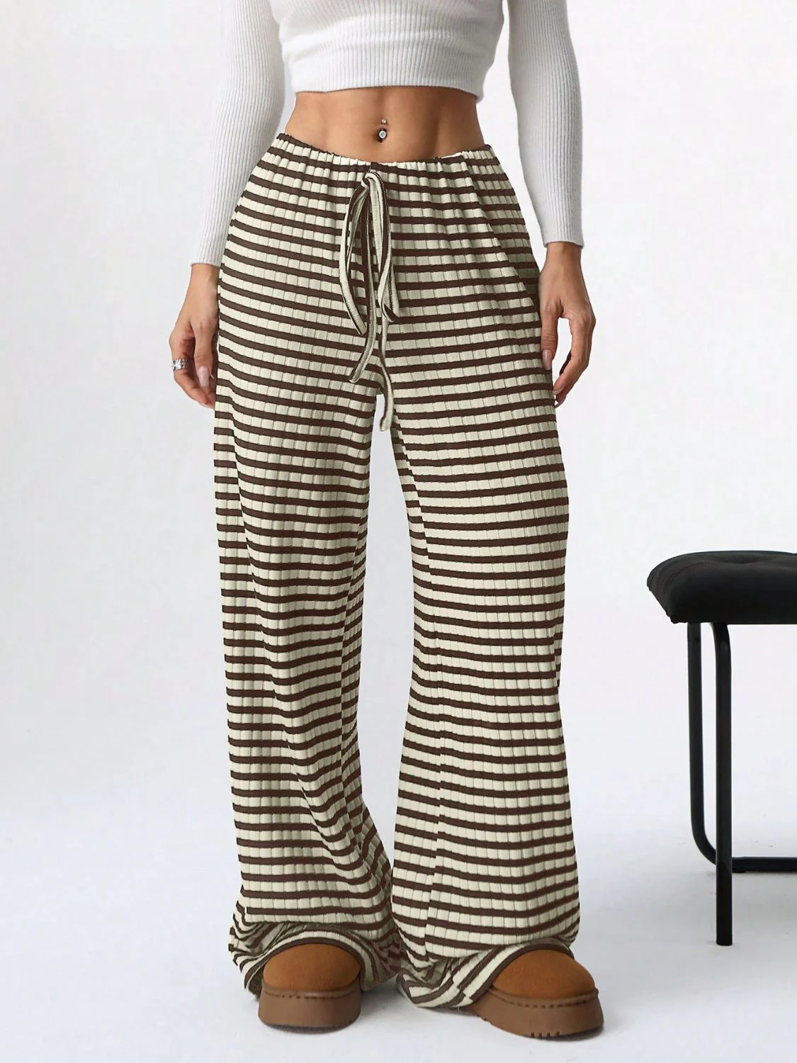 Tied Striped Wide Leg Pants - Image 24